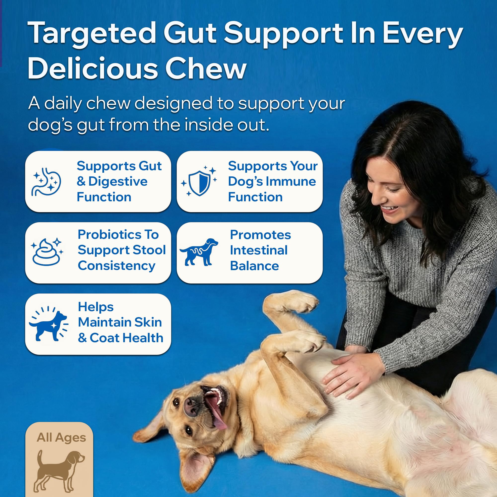 PetOptimum Probiotics para perros: botella de suplemento para uso diario.