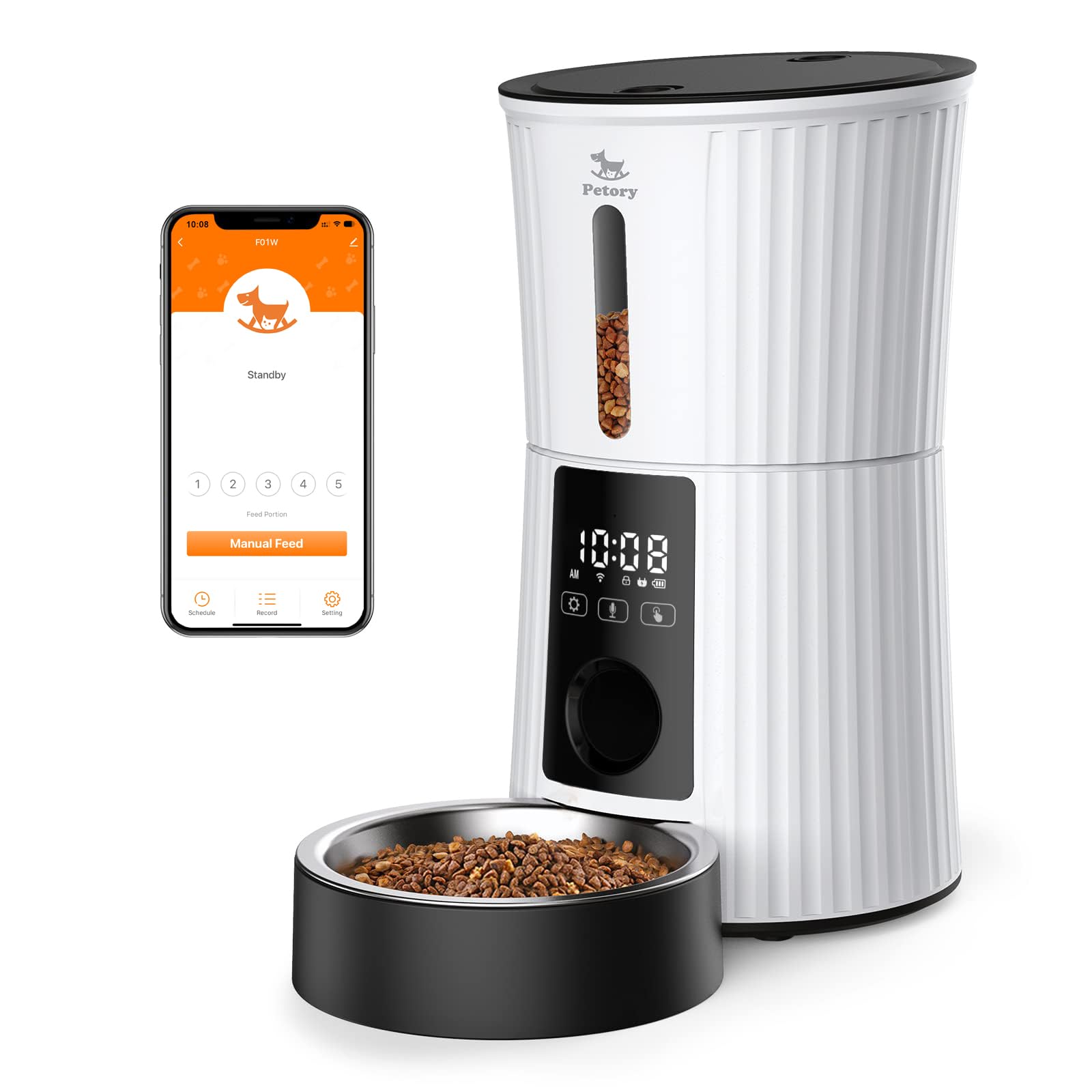 Petory alimentador automático para gatos, control de porciones diario.