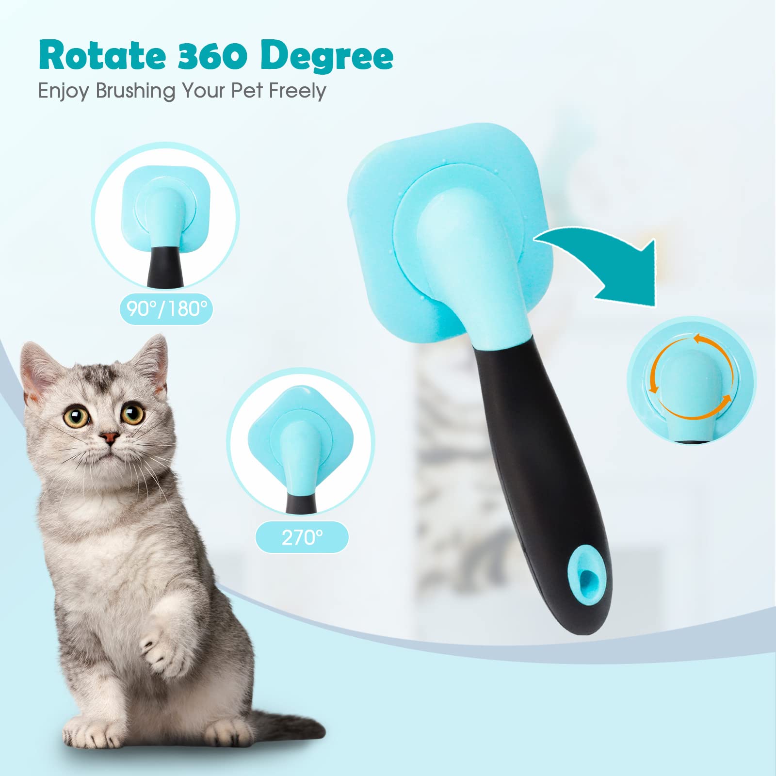 PETPAWJOY cepillo masajea suavemente la piel de la mascota.
