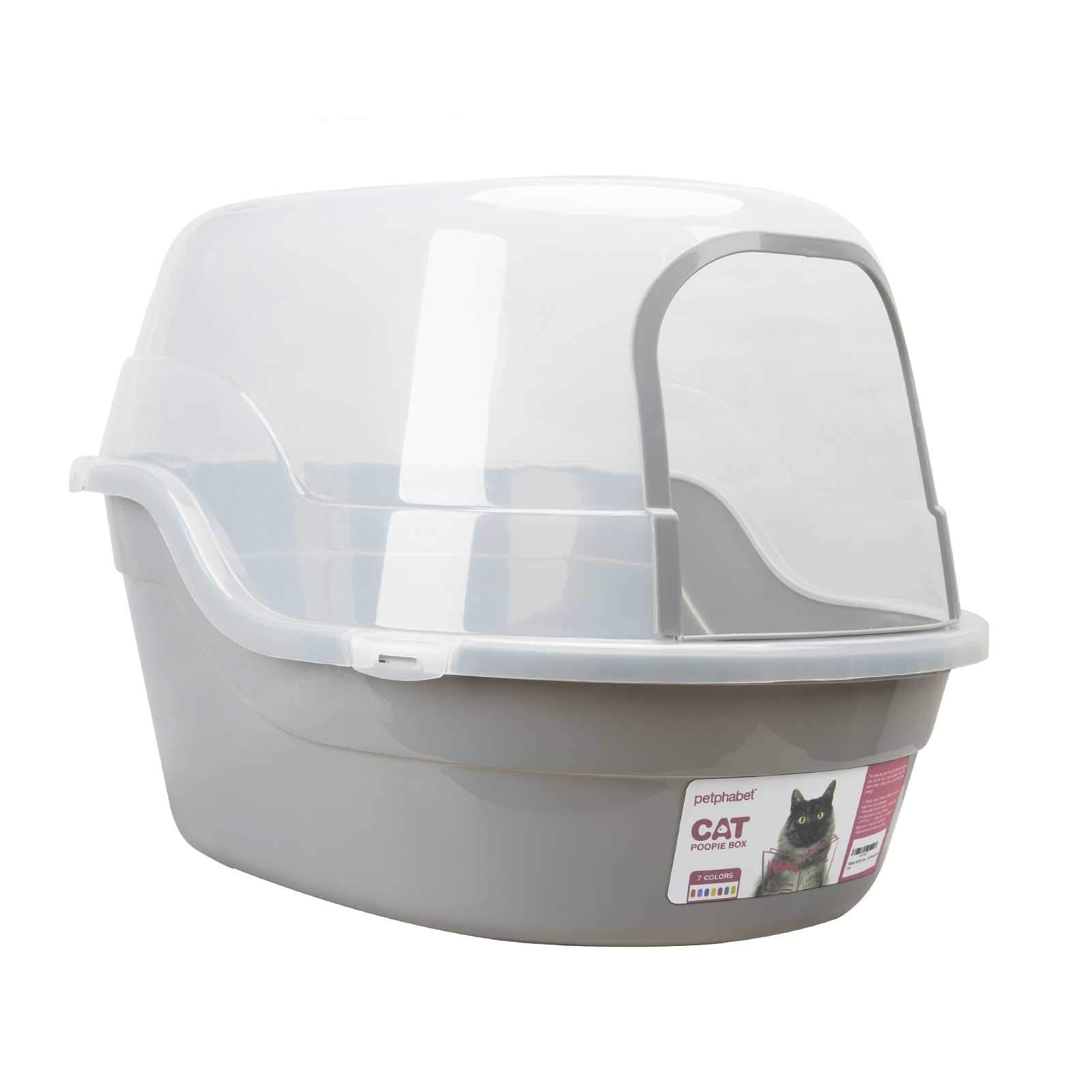Petphabet caja de arena con techo, ofrece privacidad y control de derrames para gatos.
