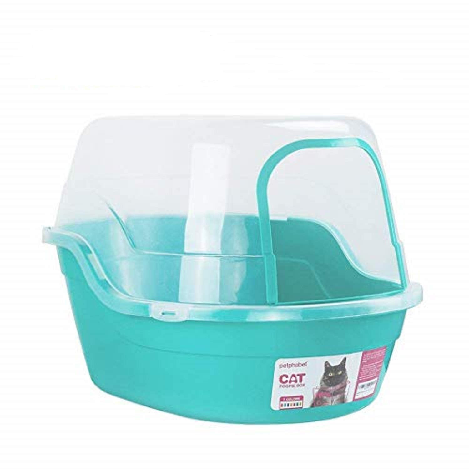Petphabet caja de gato con tapa extragrande turquesa para varias mascotas