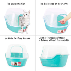 Petphabet caja de gato entrada amplia 8.2x7.8 pulgadas turquesa