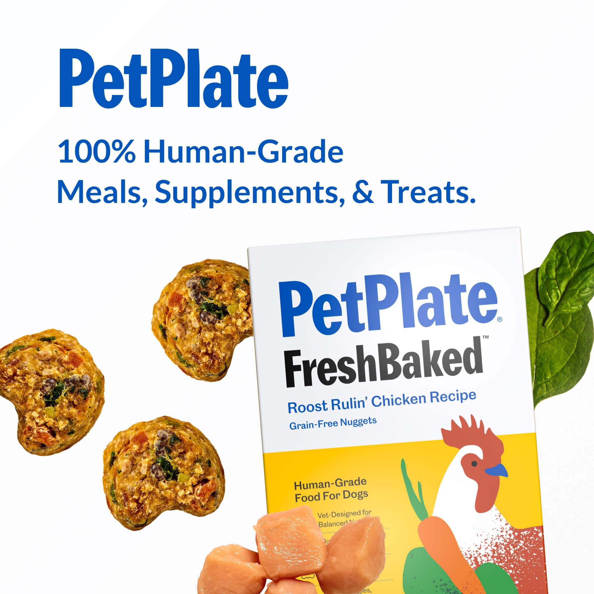 PetPlate Roost Rulin' Chicken: envase de 2 libras listo para comidas diarias.