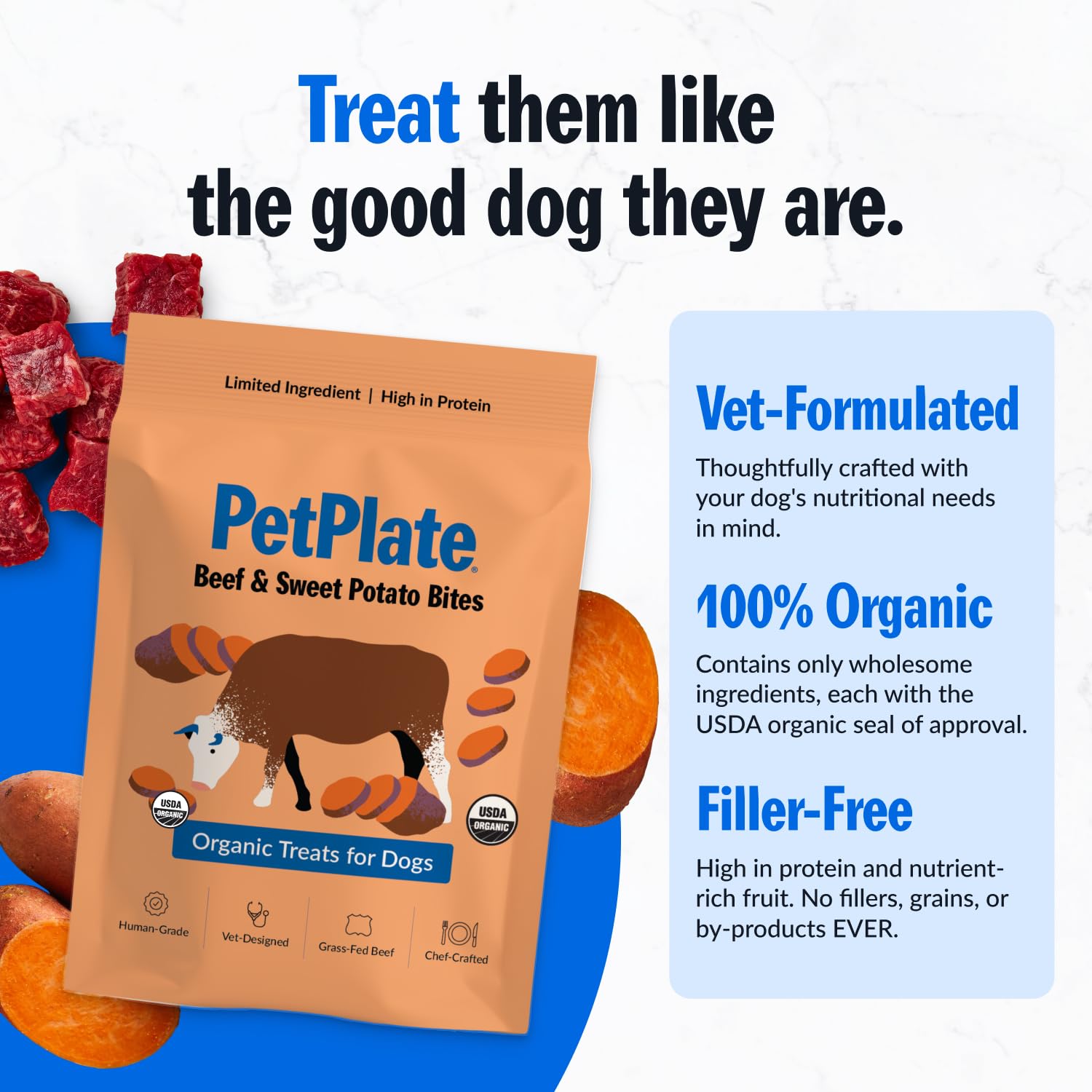 PetPlate snack para todas las etapas de vida, fácil de compartir.