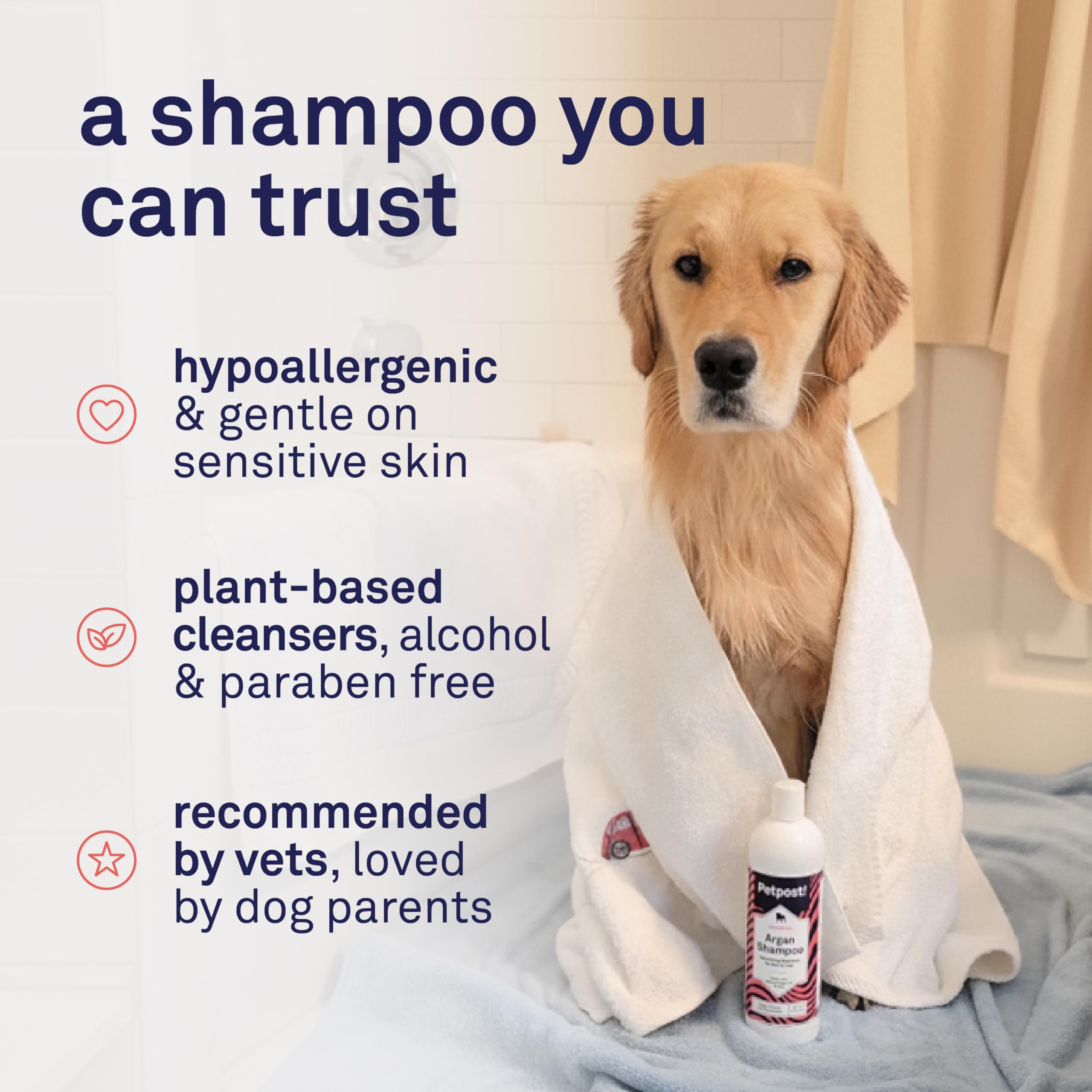 Petpost espuma suave de argán, limpieza delicada sin irritación.