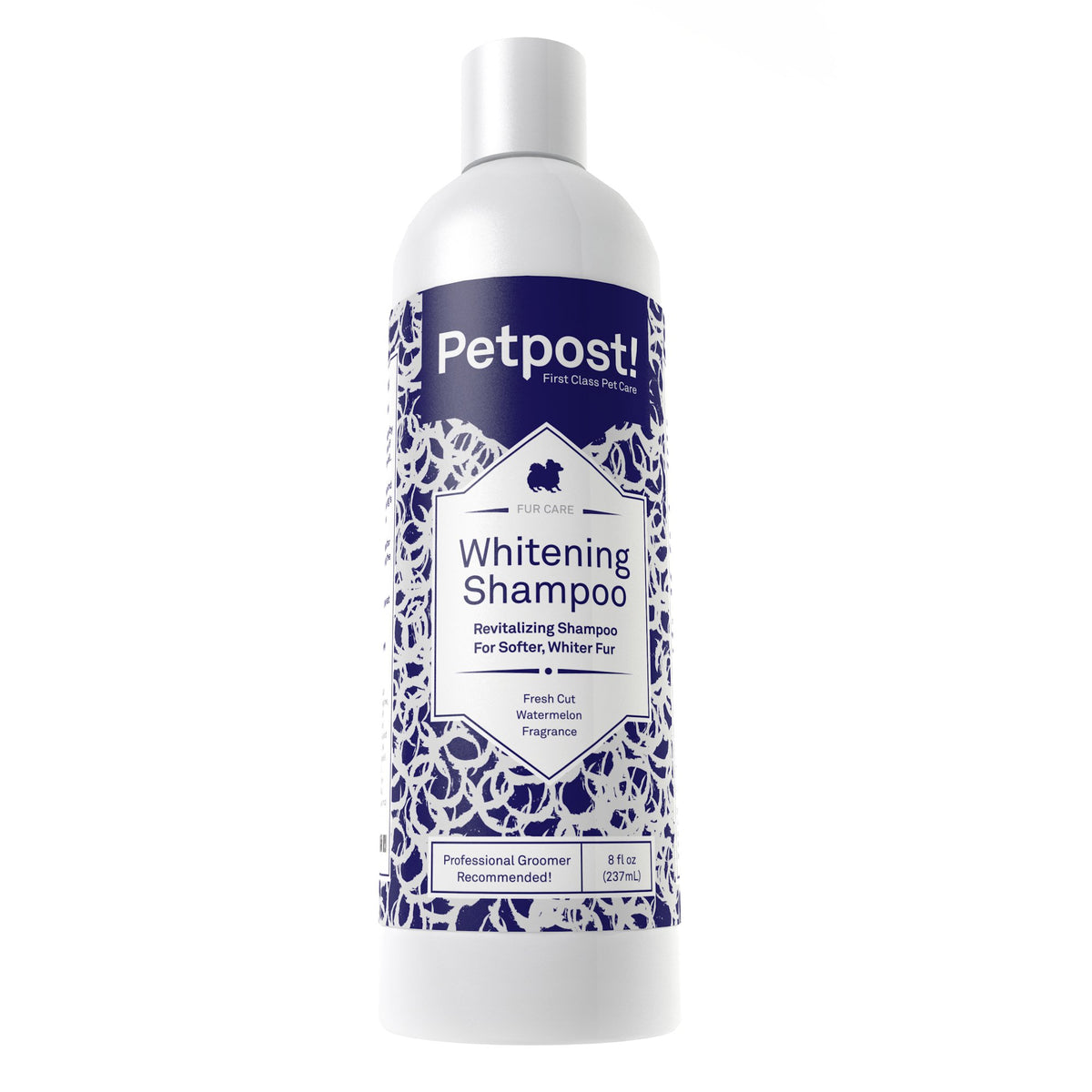 Petpost champú blanqueador para perros, botella lista para lavado suave y pelaje blanco.