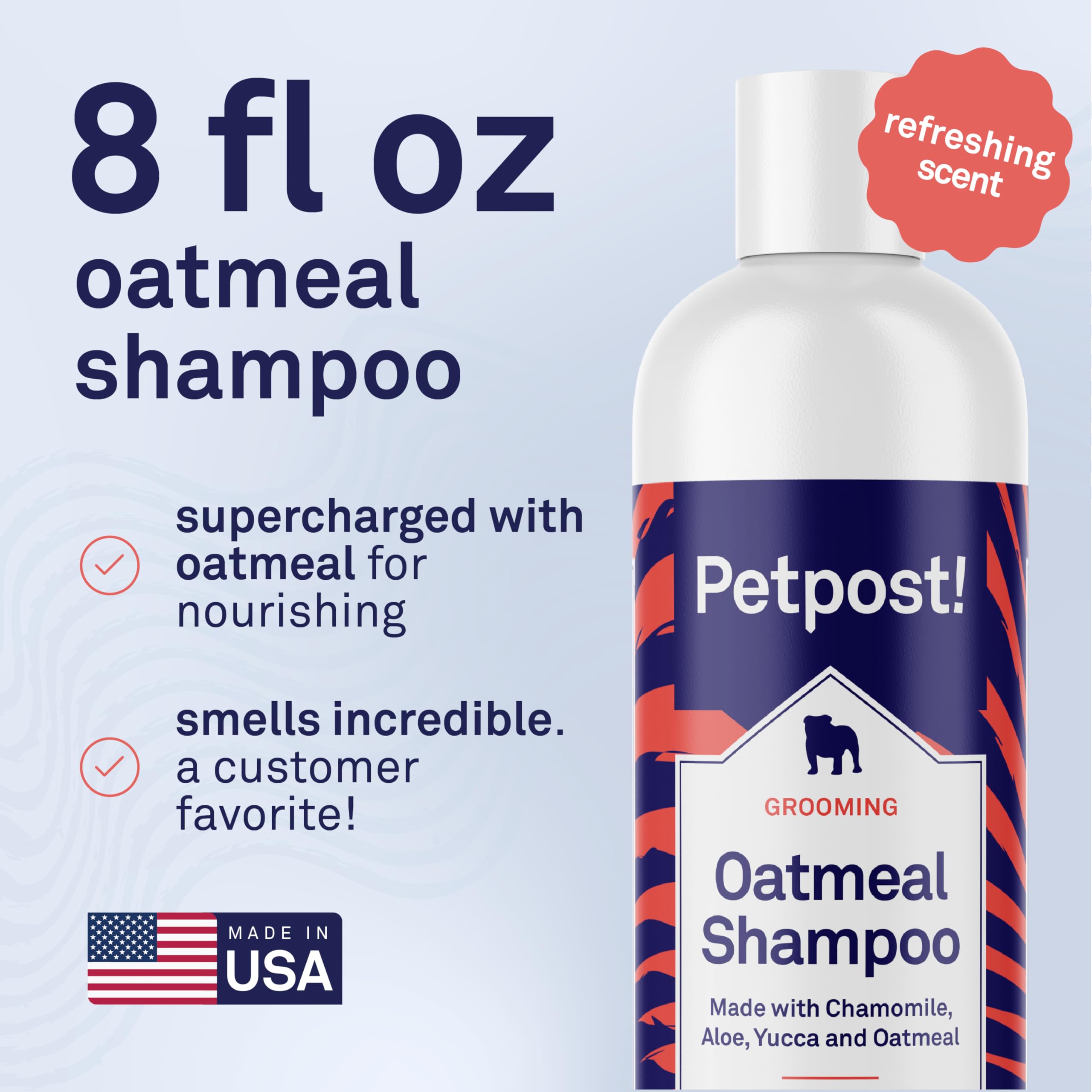 Petpost champú para perros hecho en EE. UU. con empaque reciclable.