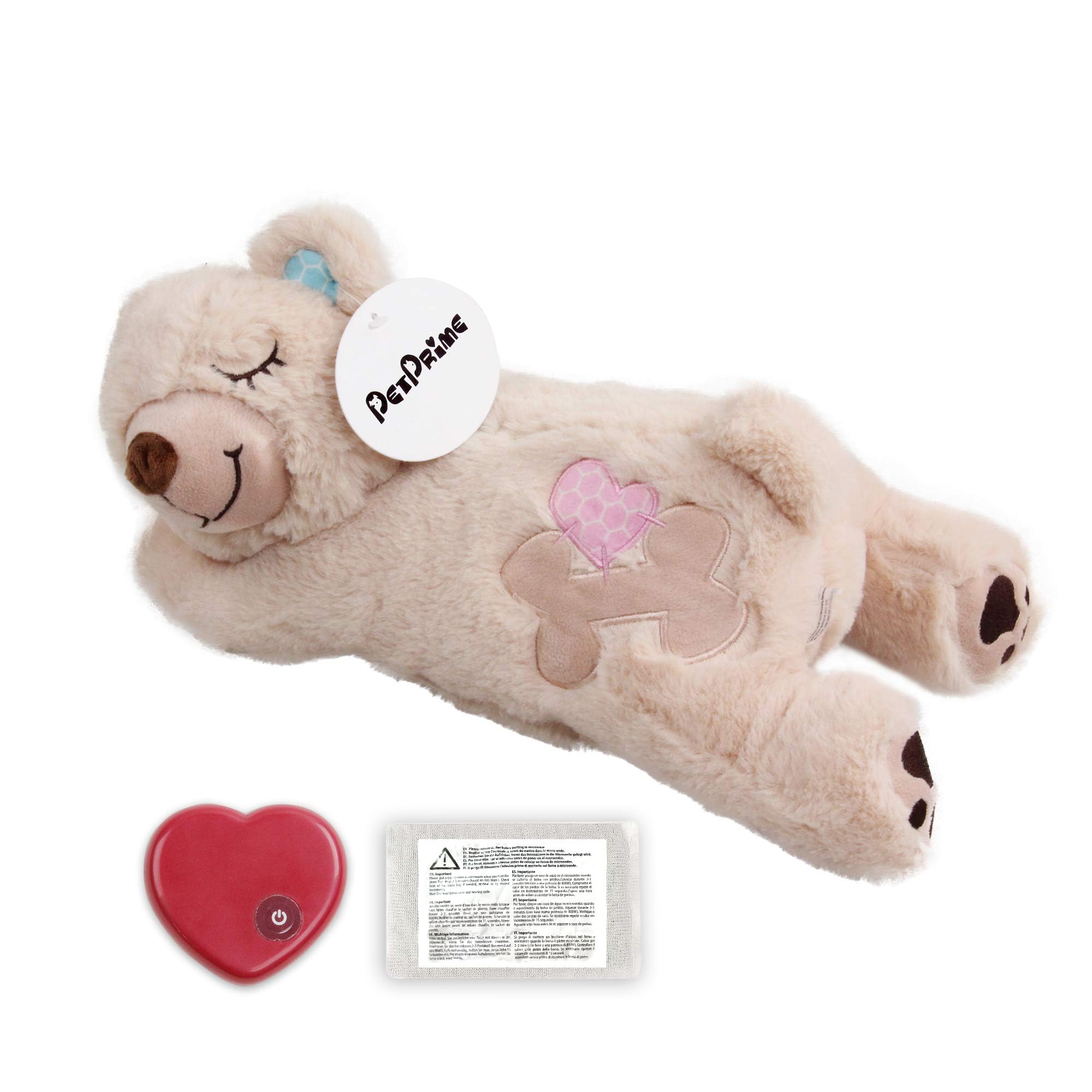 Peluche PetPrime con latido pulsante para calmar al cachorro.