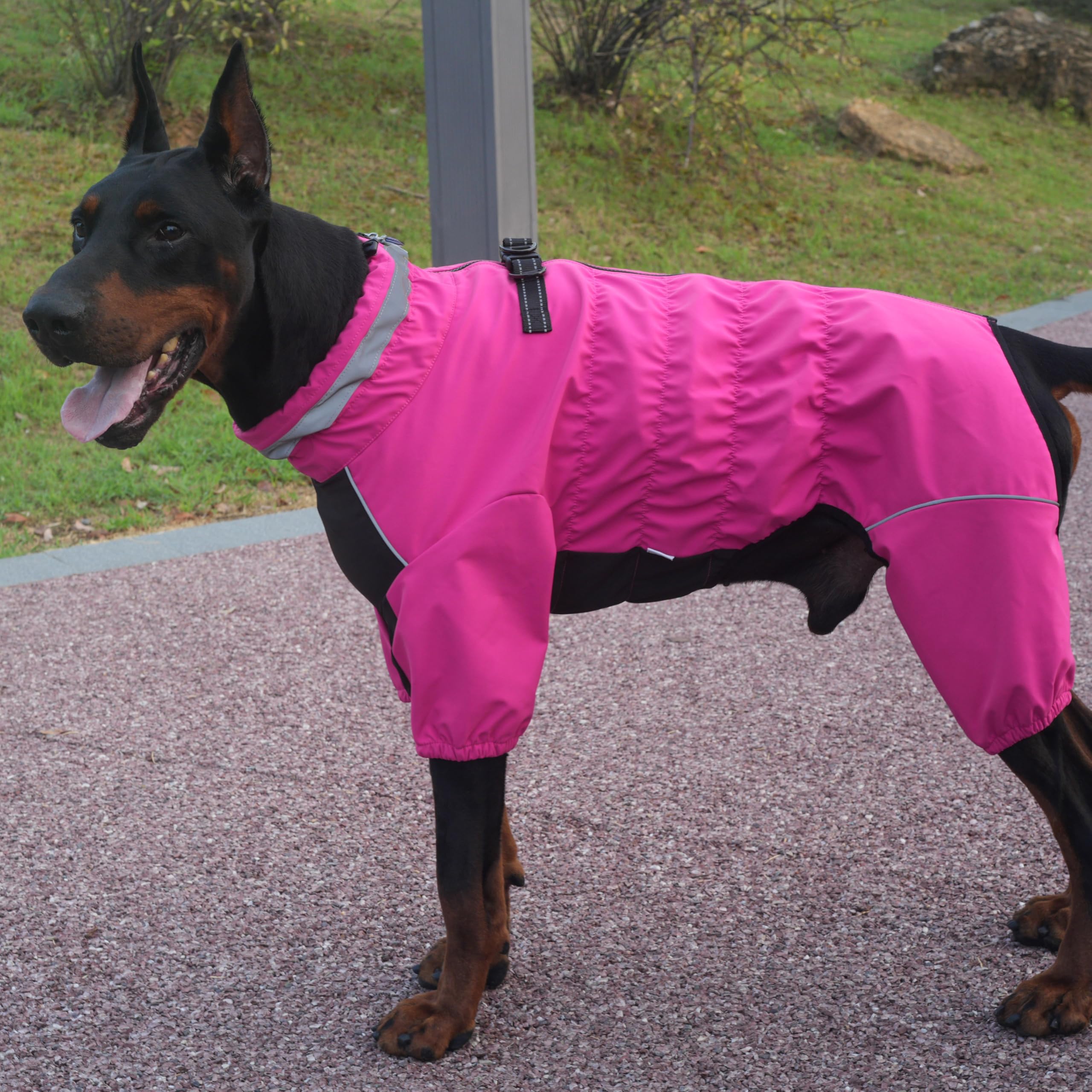 PetPromate trajes de nieve para perros rosa, ajuste elástico en pecho para distintos tamaños.