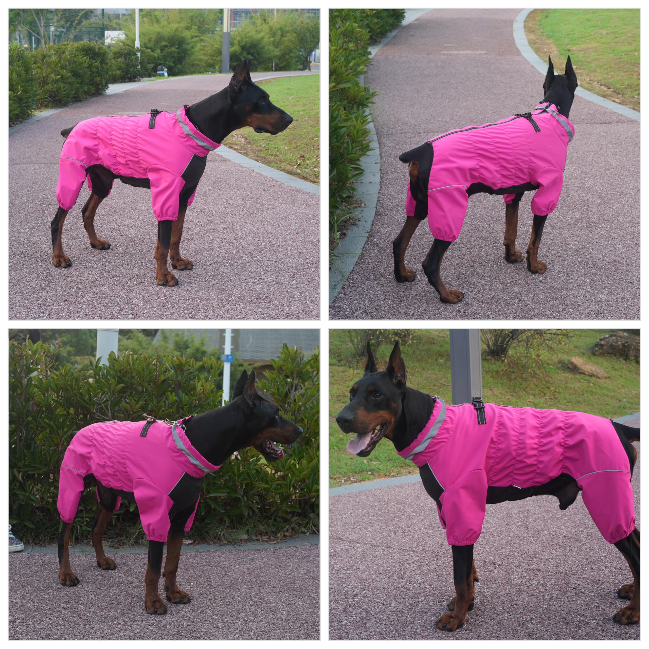 PetPromate trajes de nieve para perros rosa, anilla para correa integrada para paseos seguros.