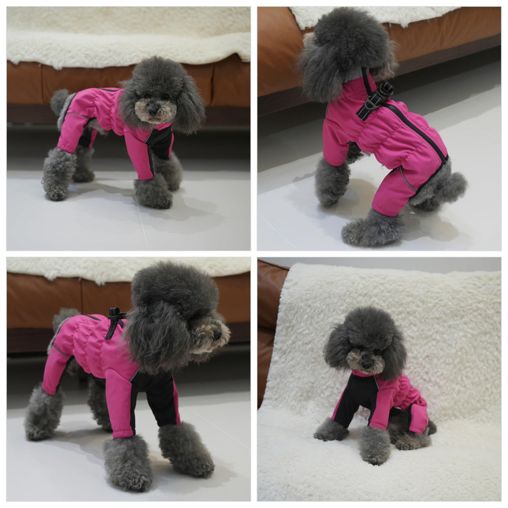 PetPromate trajes de nieve para perros rosa, forro de felpa interior para mayor confort.