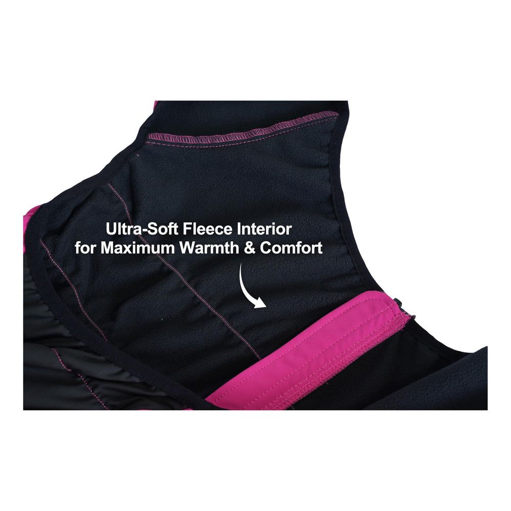 PetPromate trajes de nieve para perros rosa, detalle de patas protegidas para paseos al aire libre.