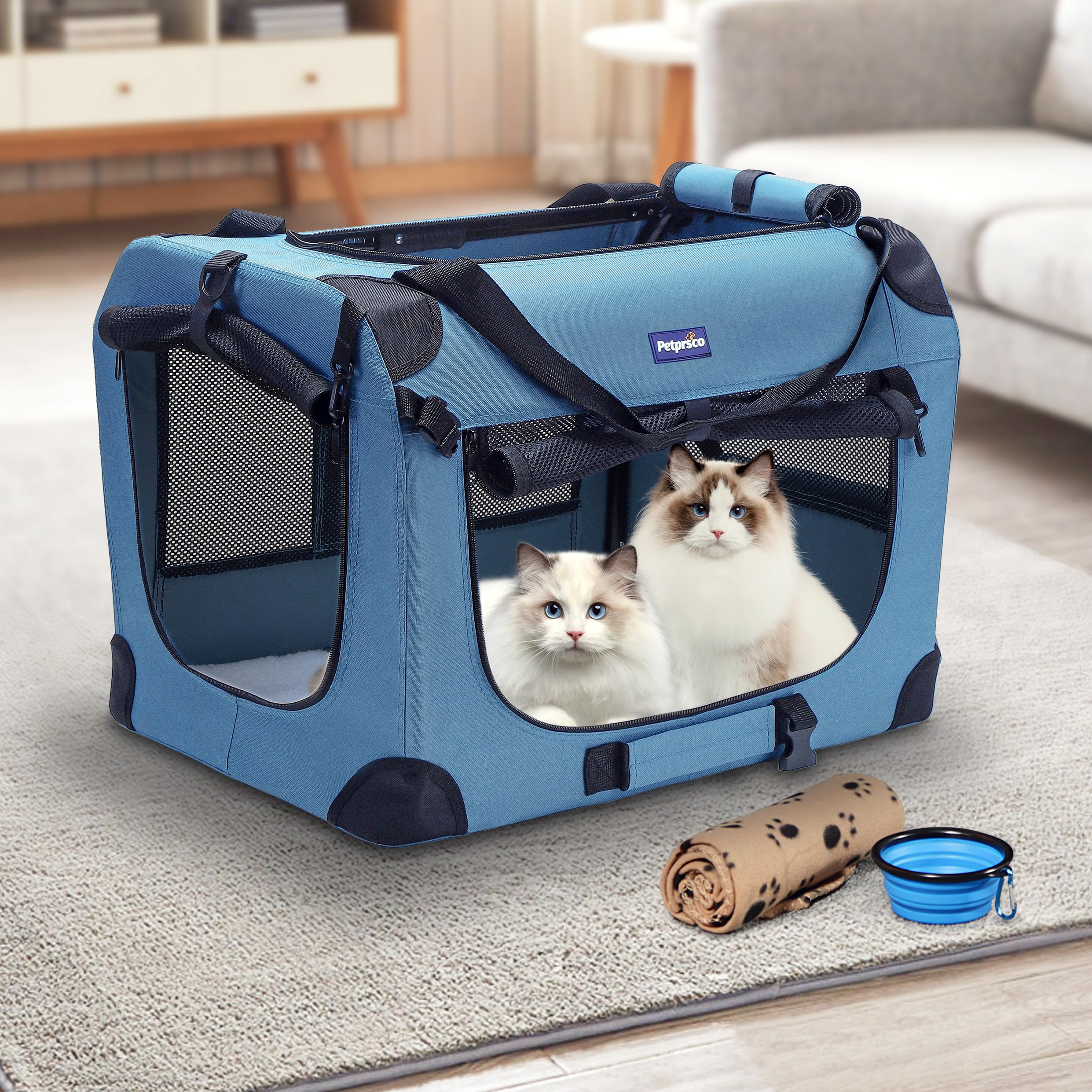 Petprsco jaula perro portatil anti colision protege esquinas y muebles