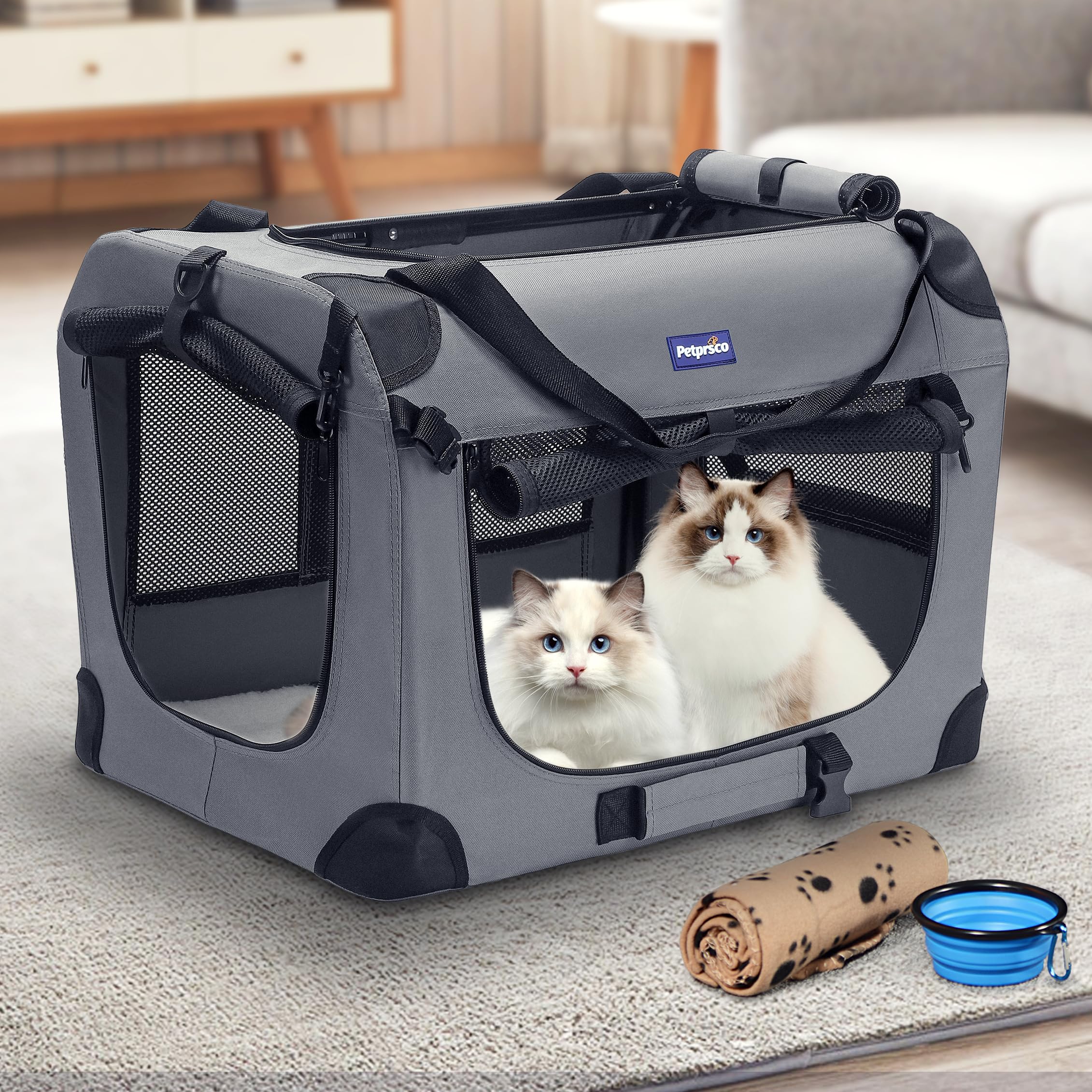 Petprsco jaula con ventilación 360 grados para tu mascota.