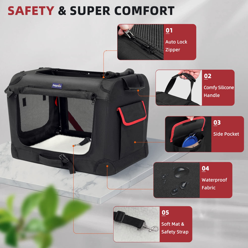 Petprsco transportín con malla de aire en cuatro lados para buena ventilación.