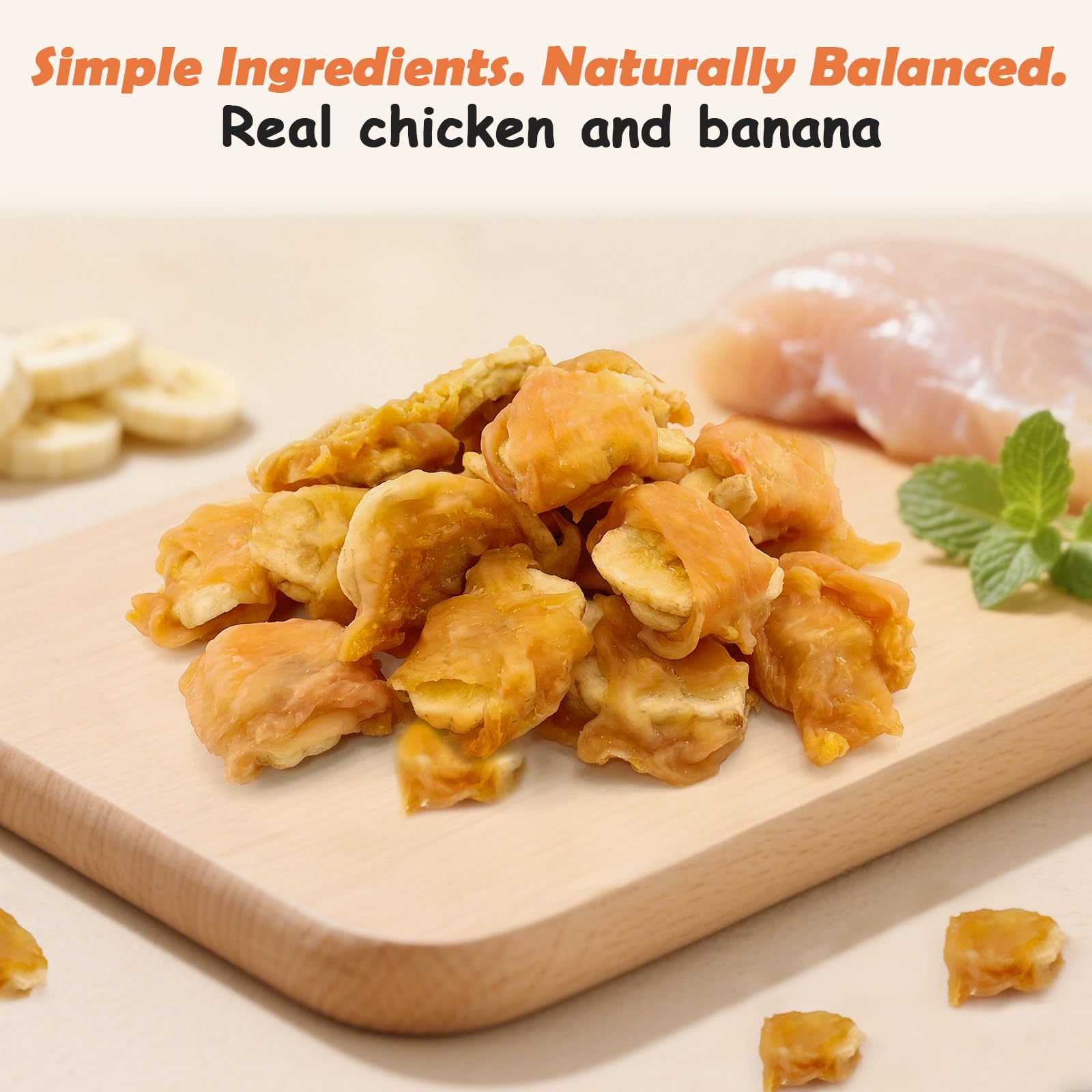 PETPURO snack sin granos de pollo y platano para perros activos