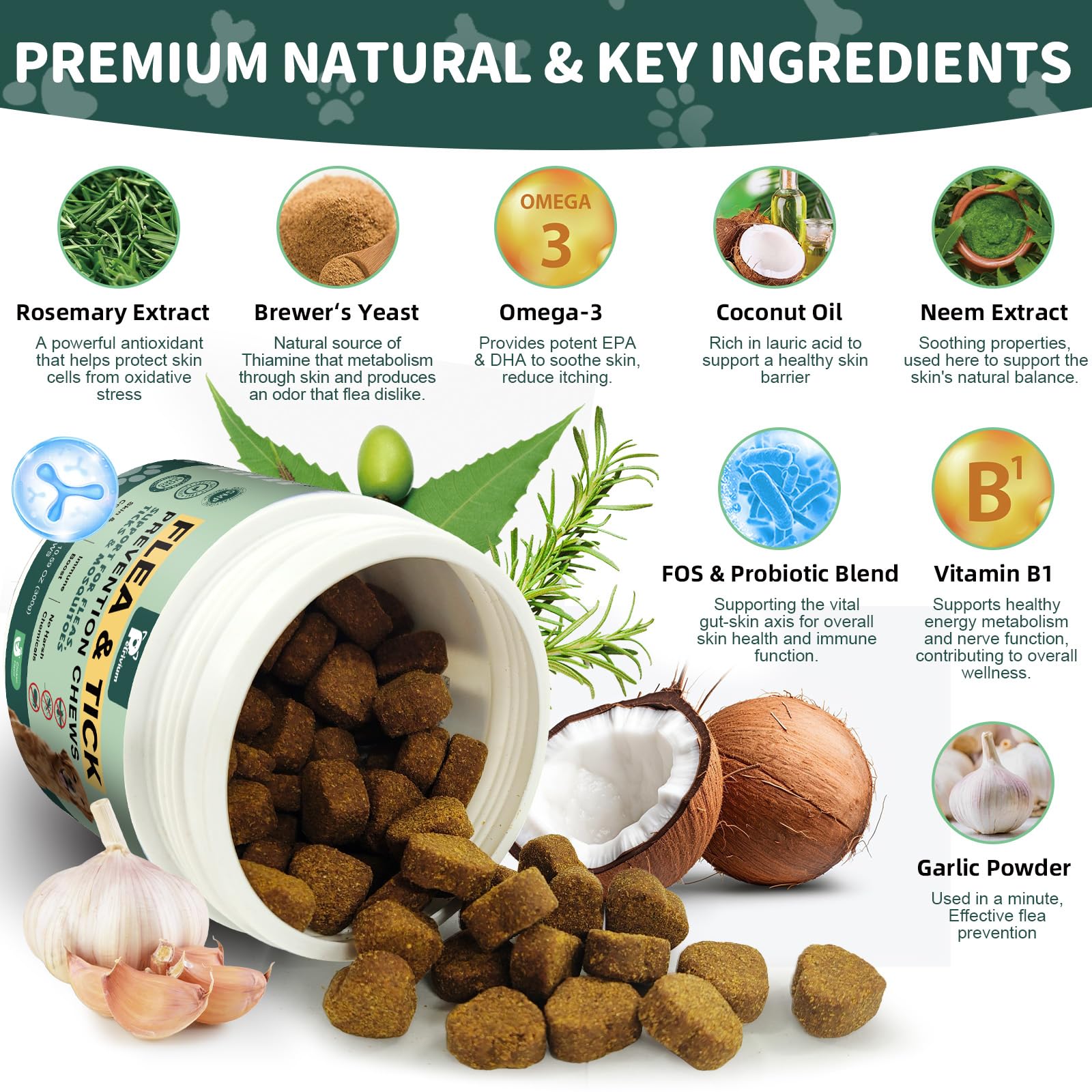 Petrivium: ingredientes naturales linaza nim y romero para apoyo diario.