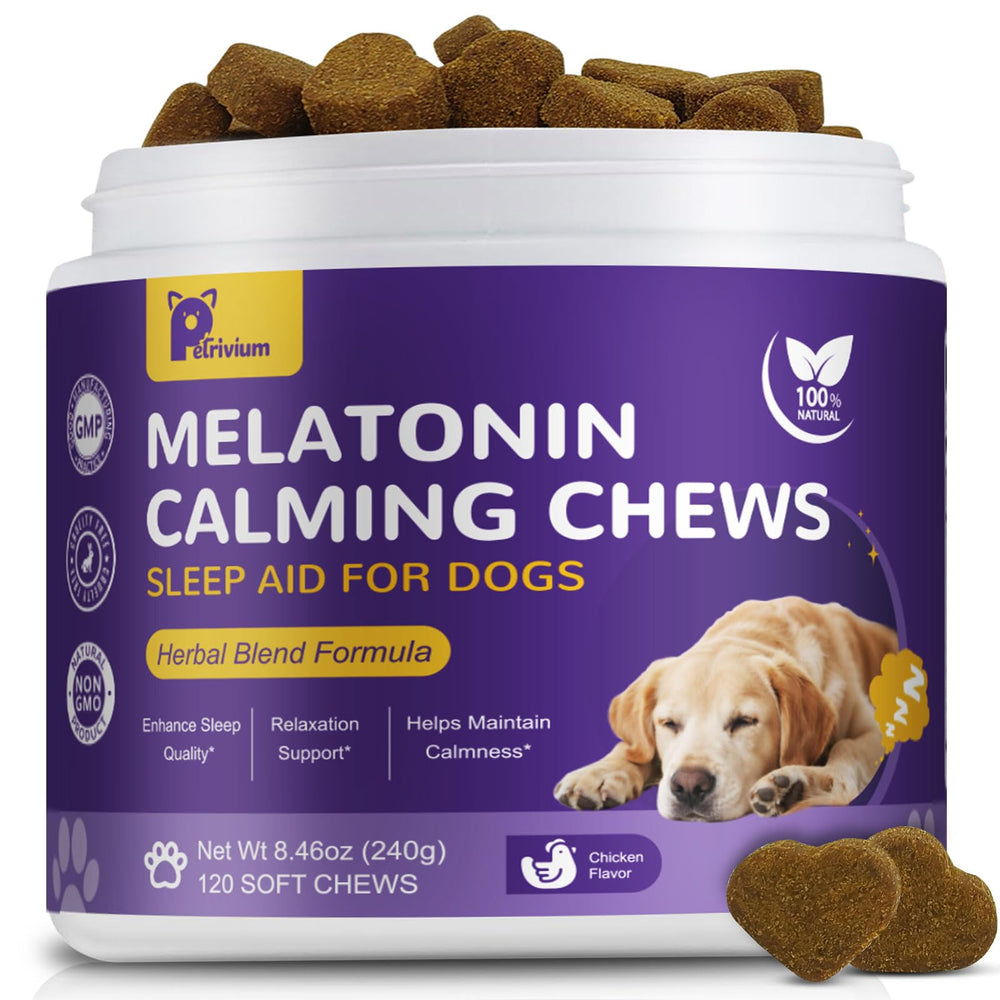 Petrivium Melatonina para perros, gomitas calmantes para dormir mejor.