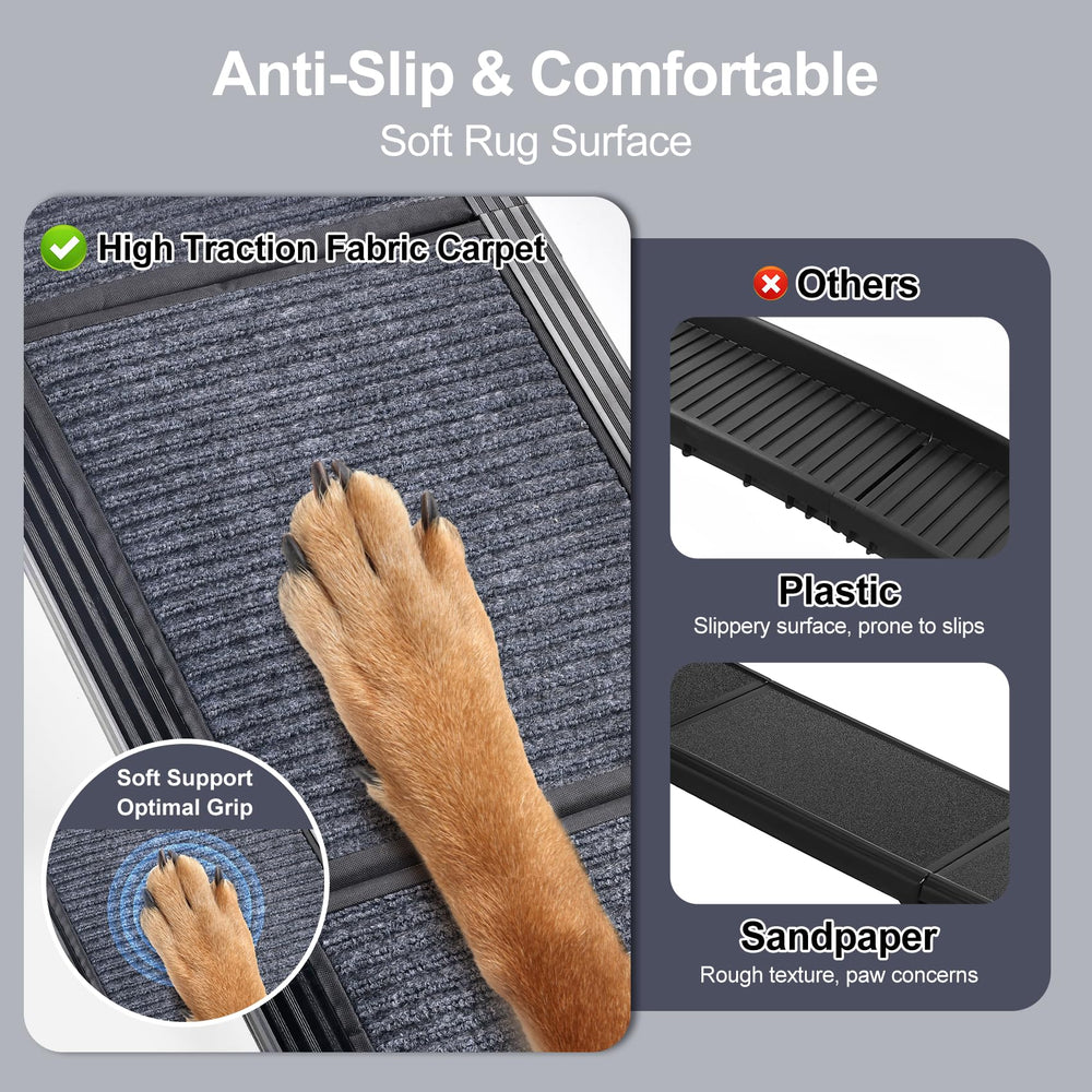 Rampa de cuatro pliegues para almacenamiento compacto en coche.