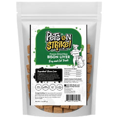 PETS ON STRIKE Higado de bison liofilizado: snack proteico para perros y gatos.