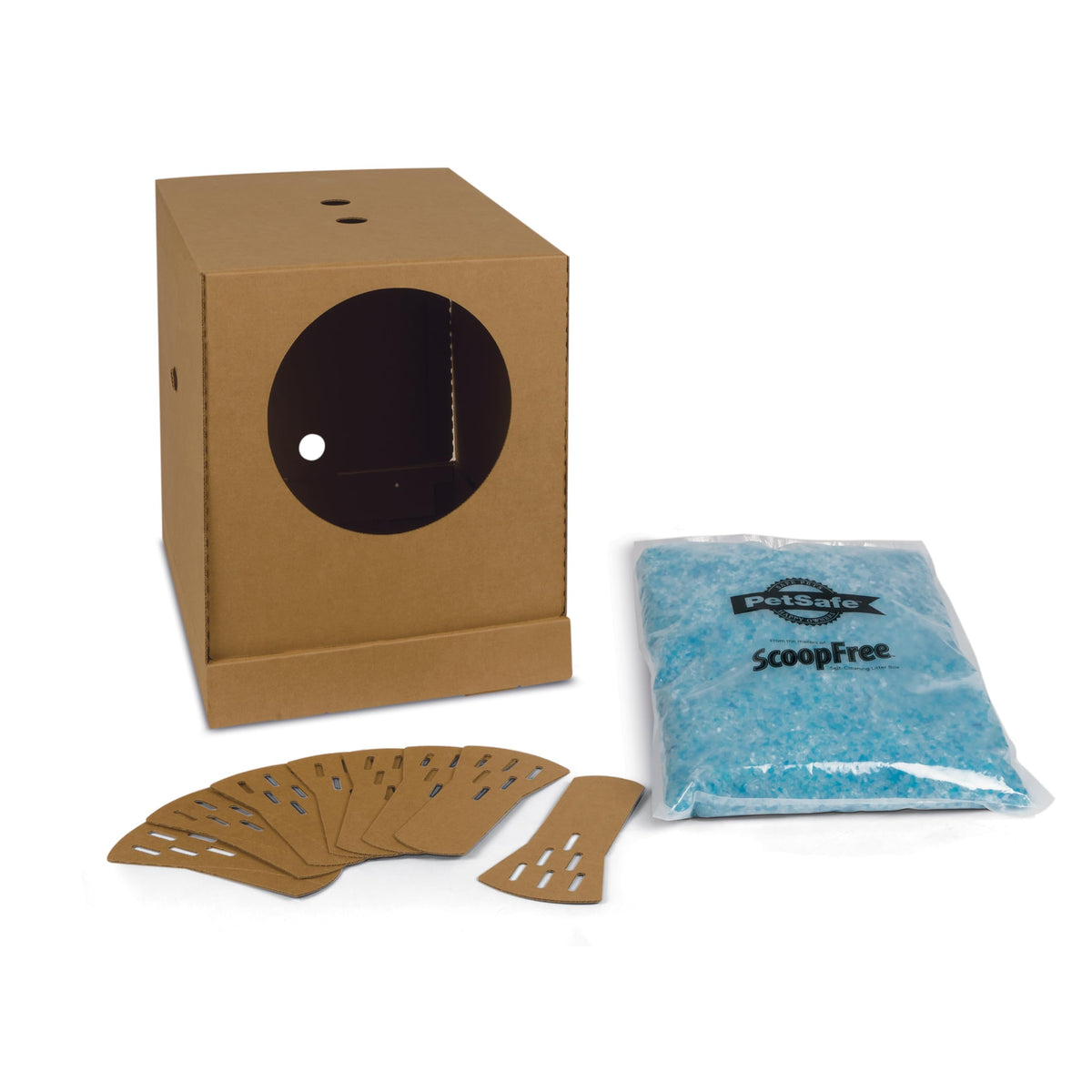 PetSafe caja de arena desechable colapsable vista frontal para viaje sin desorden