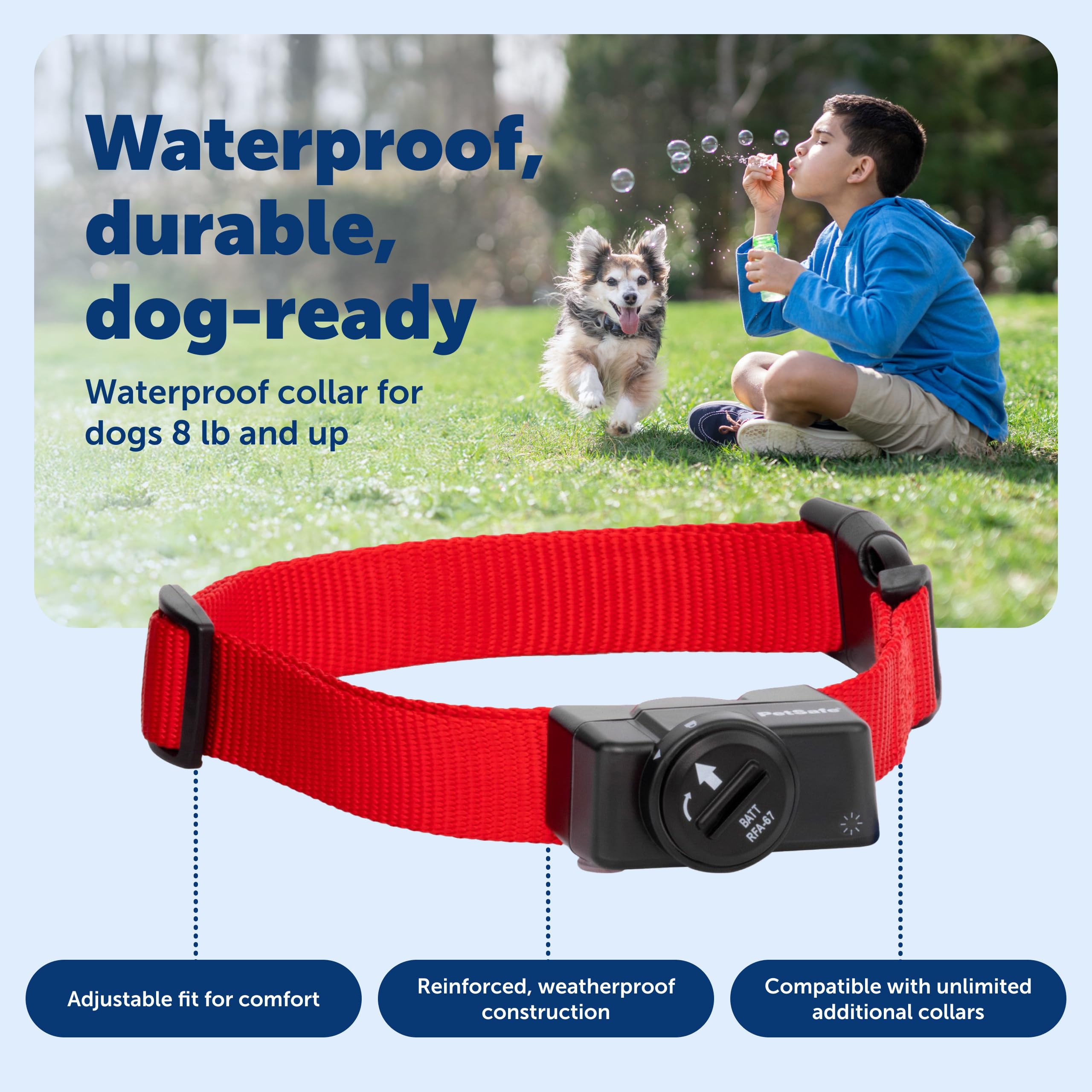 PetSafe collar receptor ajustable para cuellos de 6 a 28 pulgadas.