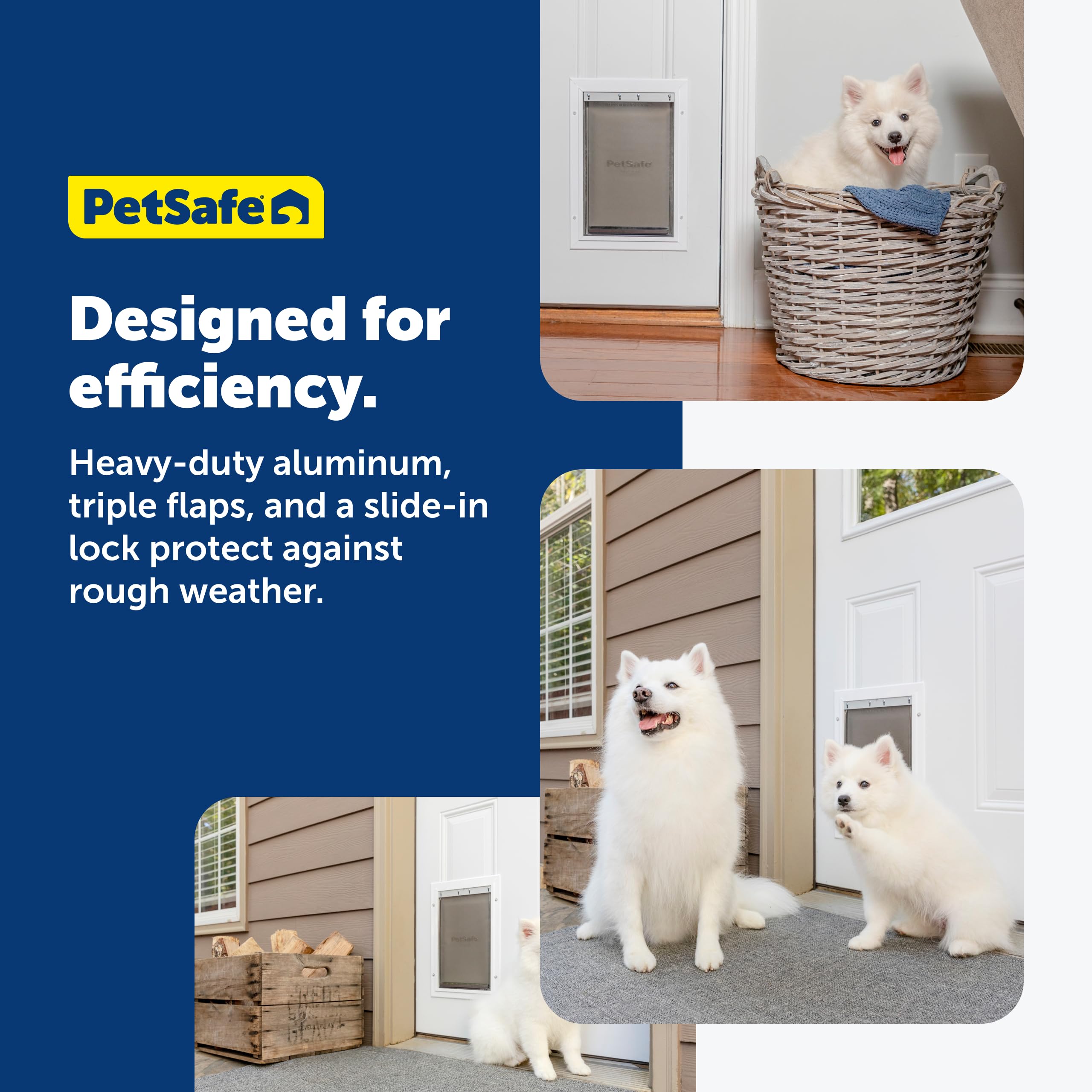 PetSafe Extreme Weather: diseño robusto en aluminio para uso diario de varias mascotas.