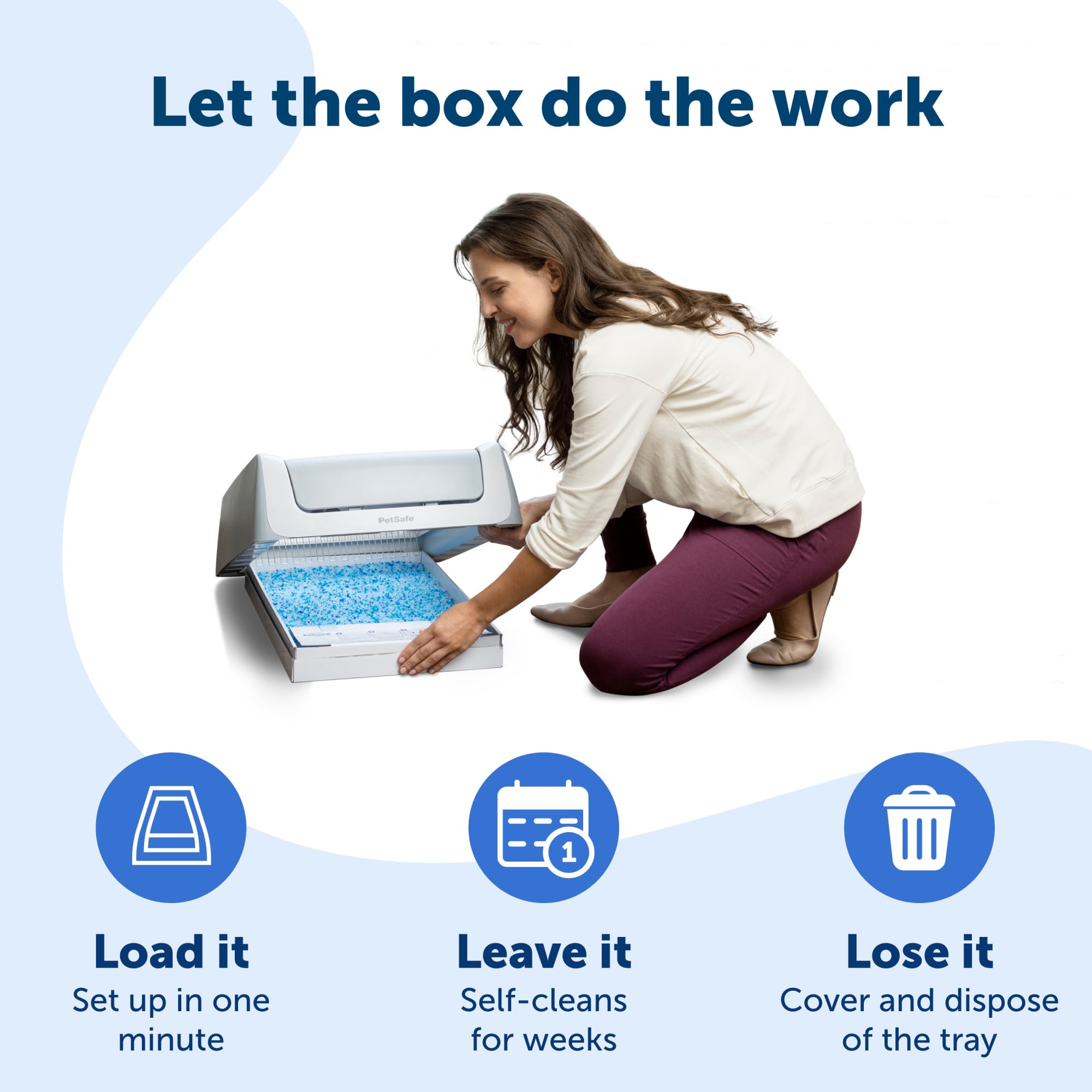 PetSafe Legacy ScoopFree Crystal Pro, contador de salud integrado para monitorear el uso.
