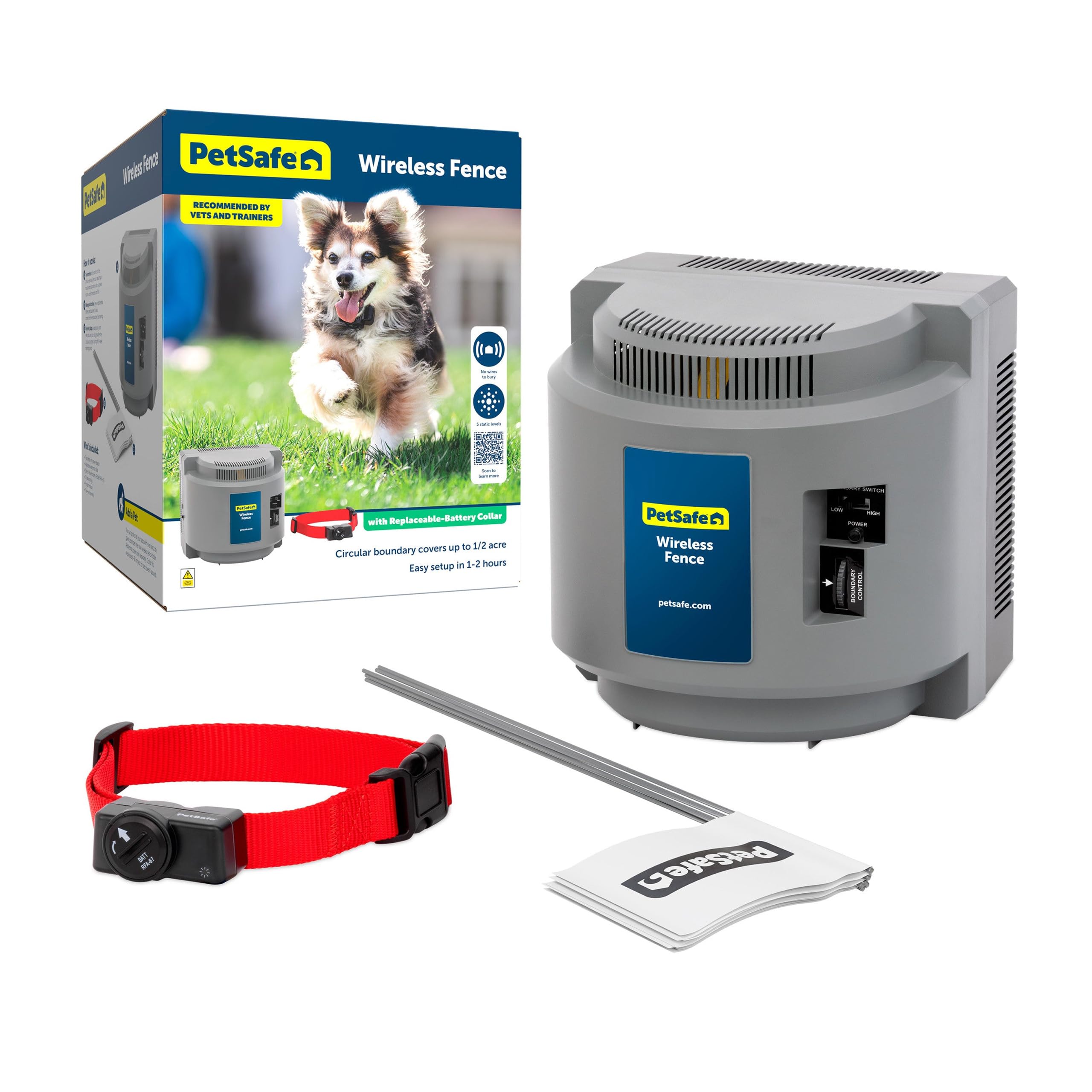 PetSafe: sistema inalámbrico de contención para perros con cobertura de medio acre.