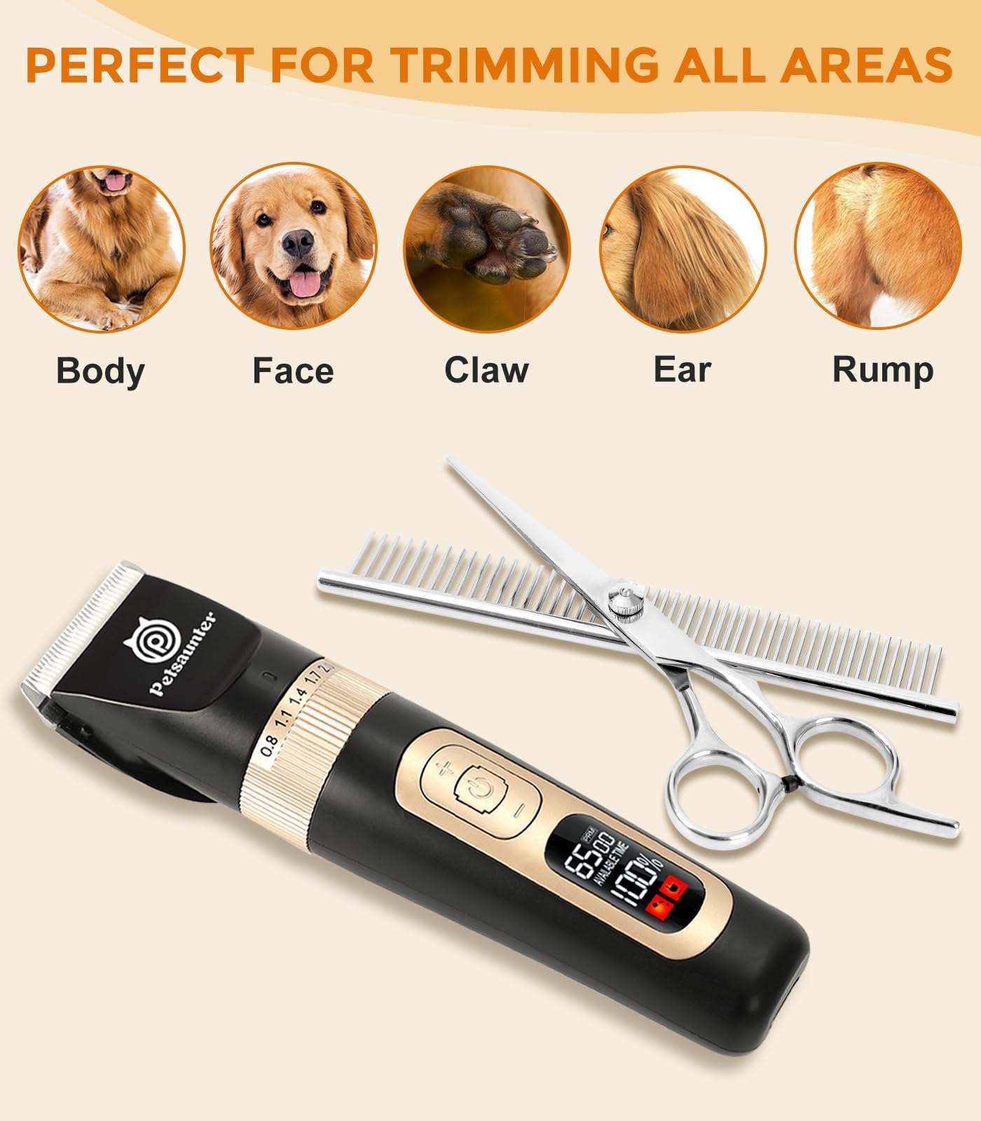 Petsaunter C95 Set: hojas de titanio cerámico para un corte eficiente.