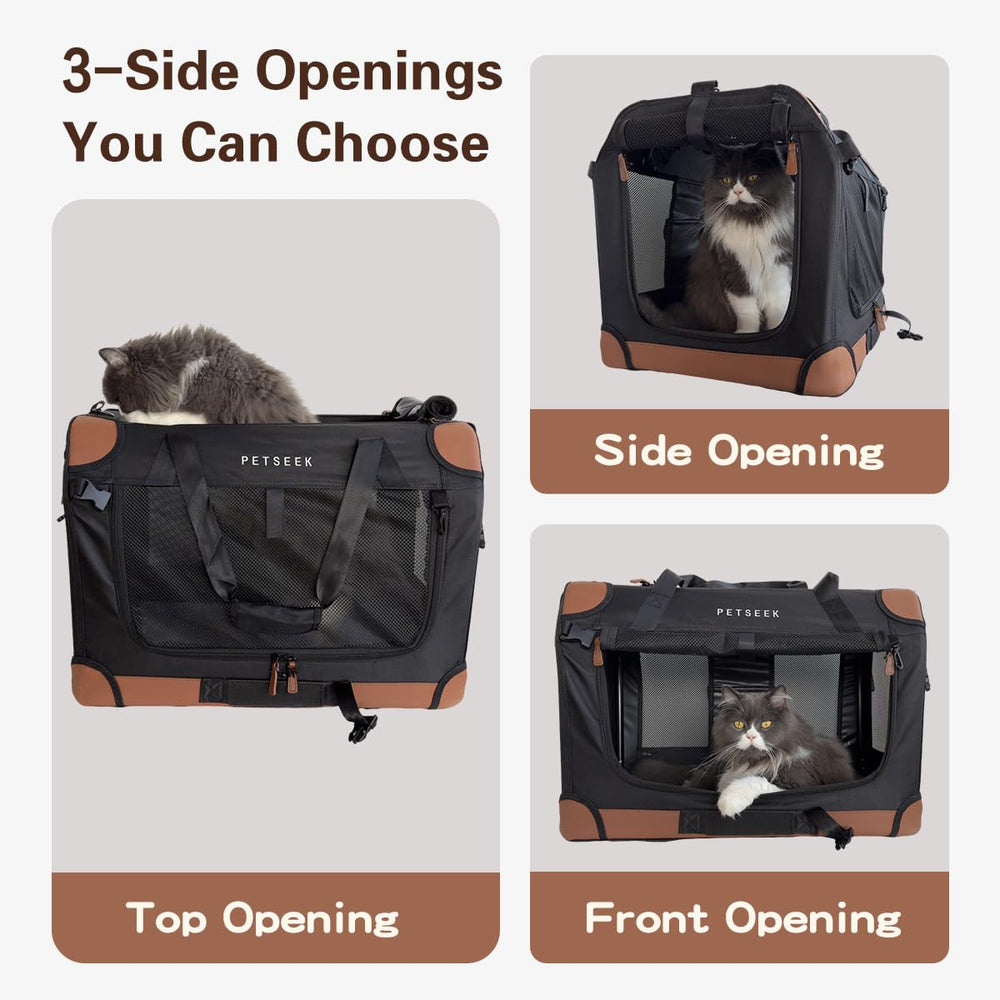Accesos múltiples con ventanas de red ventiladas para comodidad y visibilidad, de Petseek.