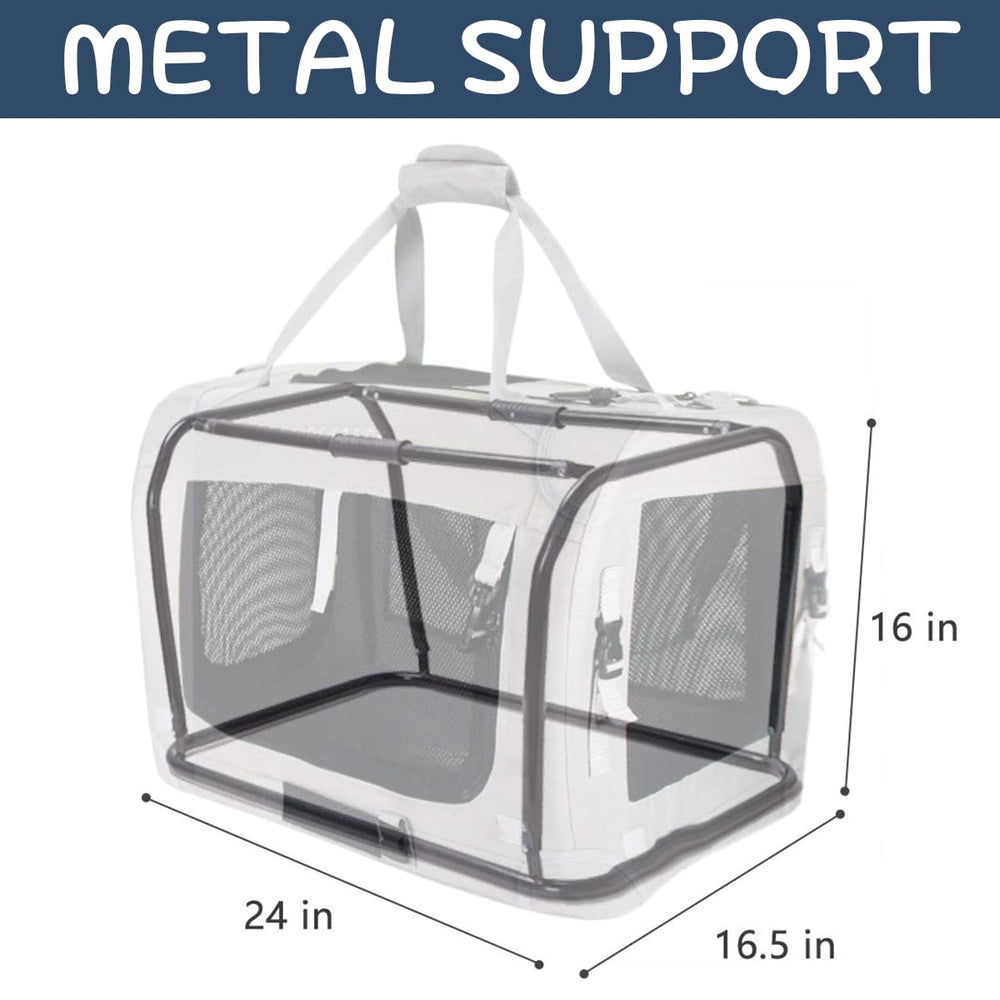 Estructura de soporte metálico de Petseek para mayor estabilidad durante el viaje.