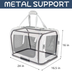 Estructura de soporte metálico de Petseek para mayor estabilidad durante el viaje.