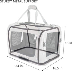 Petseek transportín extragrande con marco de metal resistente para mayor seguridad.