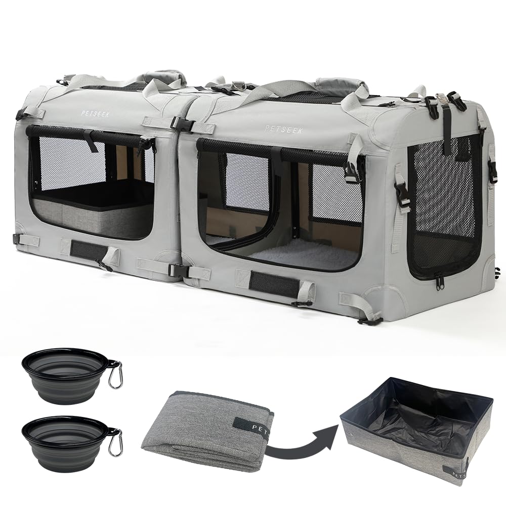 Petseek transportín extragrande para gatos, apertura frontal facilita entradas y cargas.