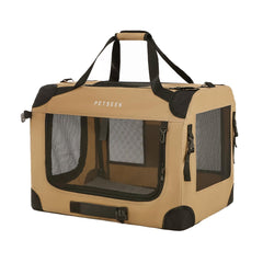 Transportín Petseek para gatos grande, vista frontal, ideal para viajes en coche.