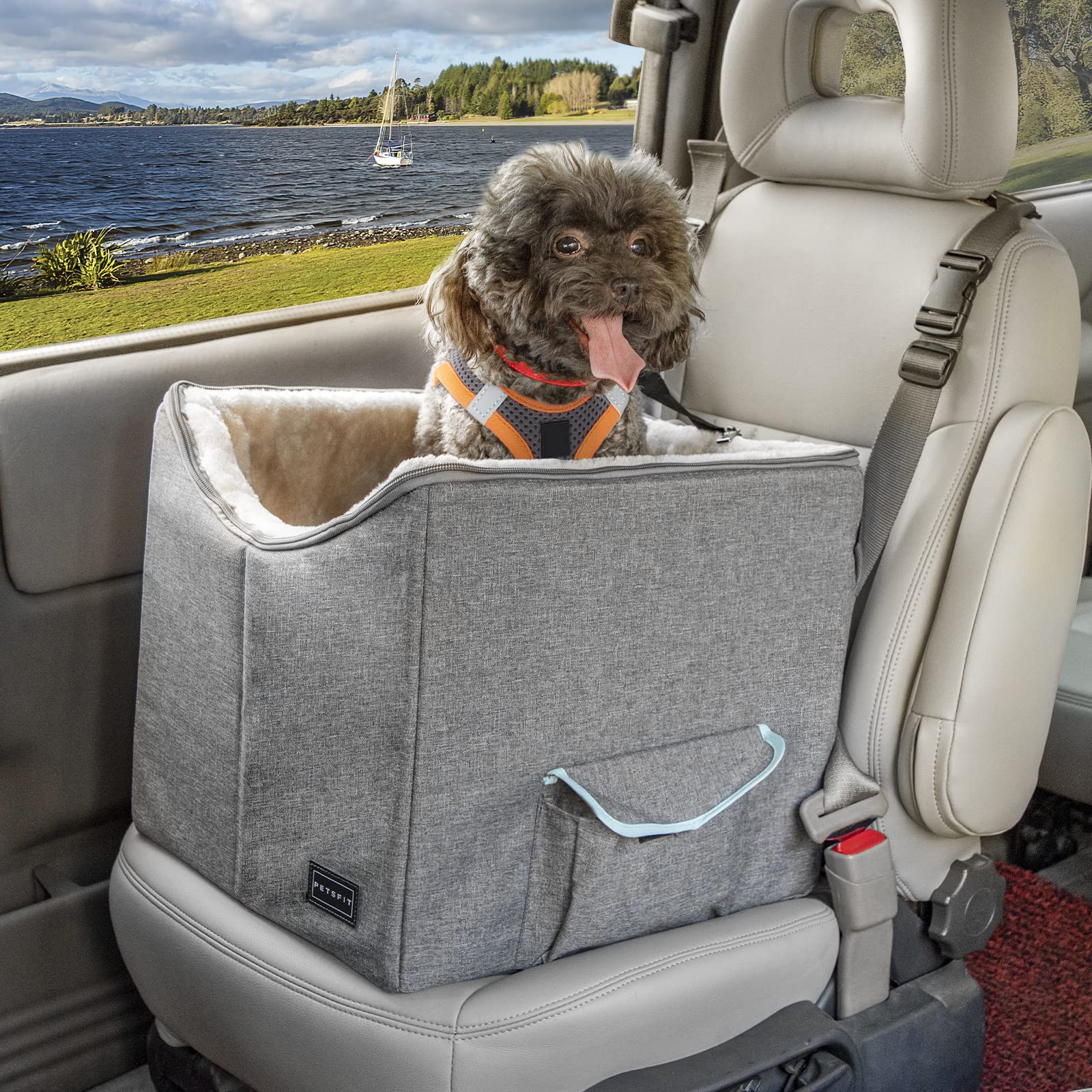 Petsfit asiento para perro pequeño con vista frontal para viajes más tranquilos