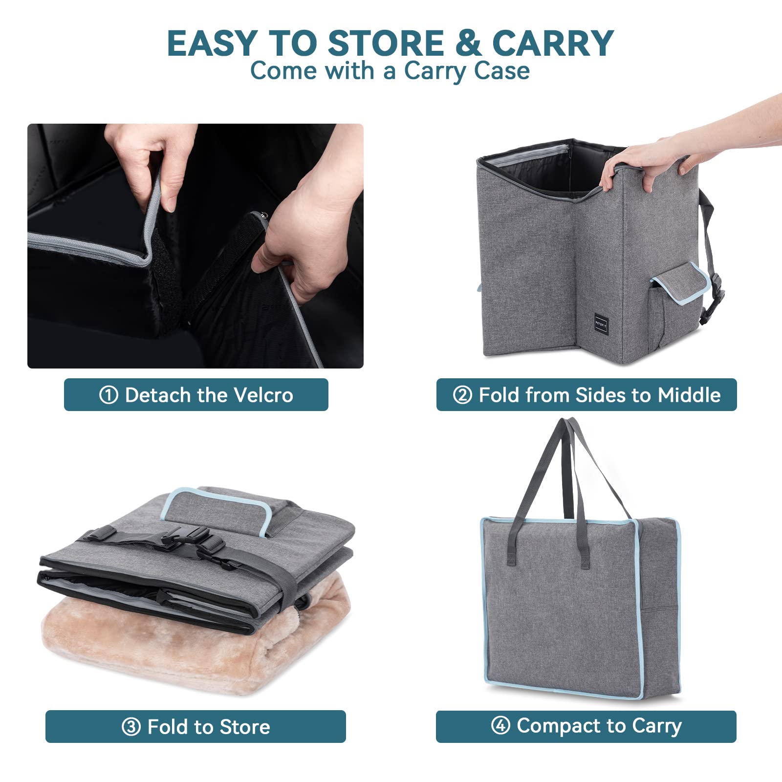 Petsfit asiento plegable para fácil guardado en coche y maletero