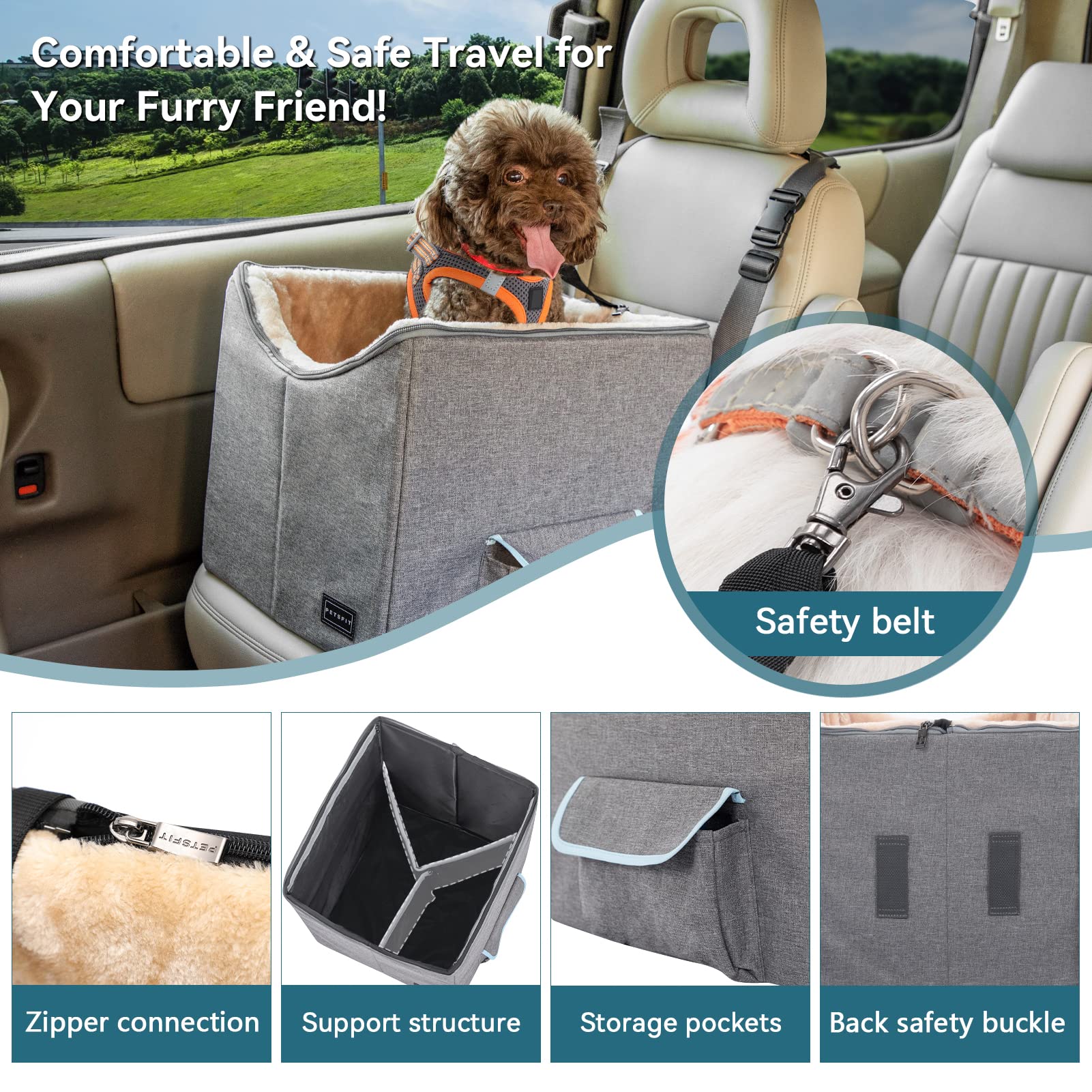 Petsfit asiento con vista a la ventana para perros nerviosos durante trayectos