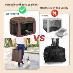 Petsfit caja de arena integrada para jaula de gato en movimiento.
