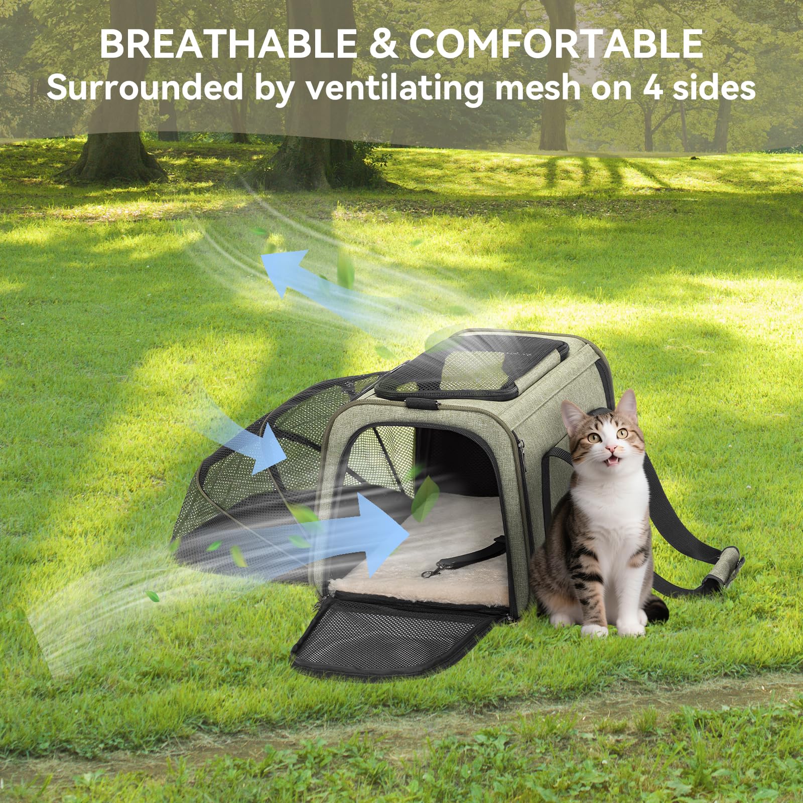 Petsfit transportín con almohadilla acolchada lavable para confort
