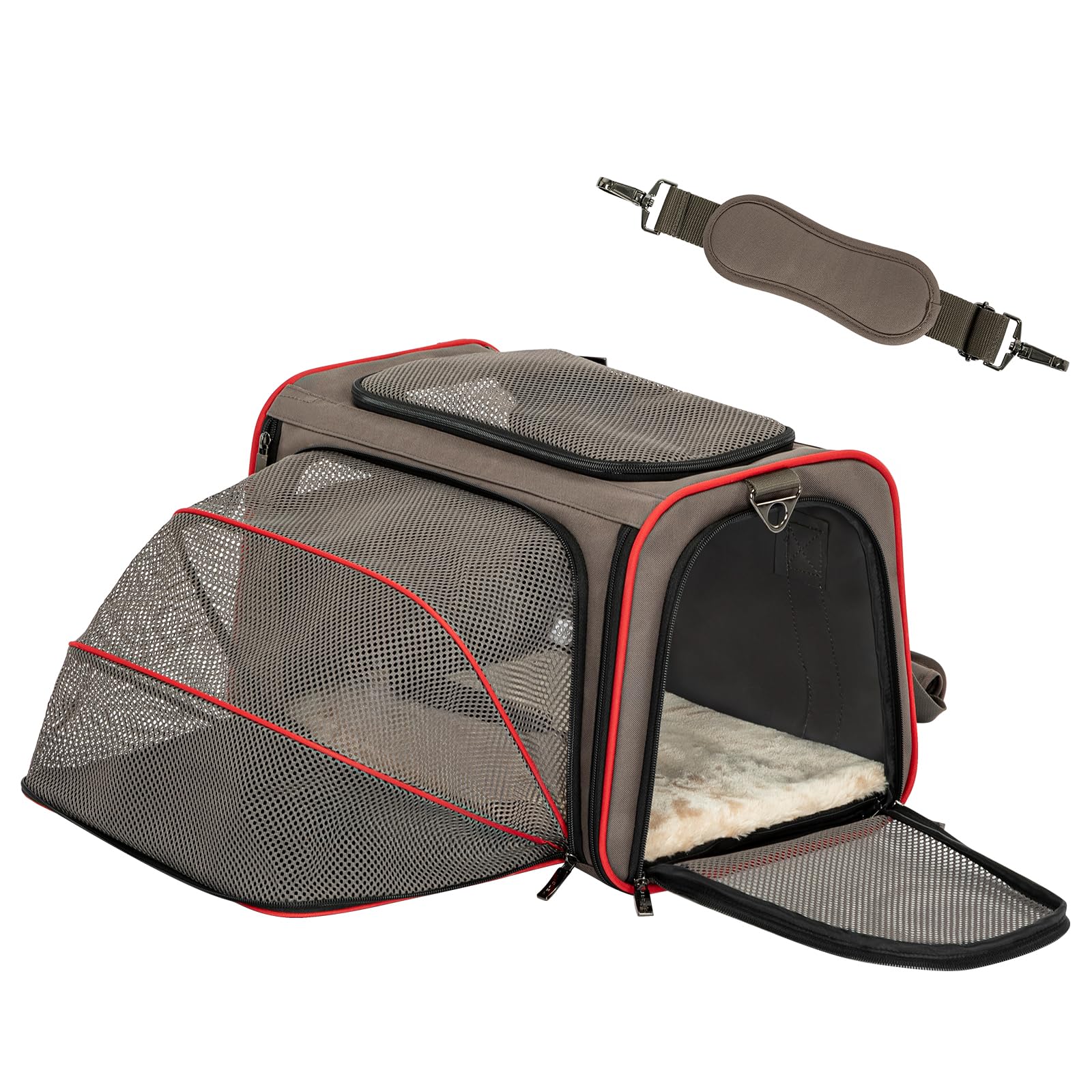 Petsfit transportadora expandible de lados blandos con malla para ventilación