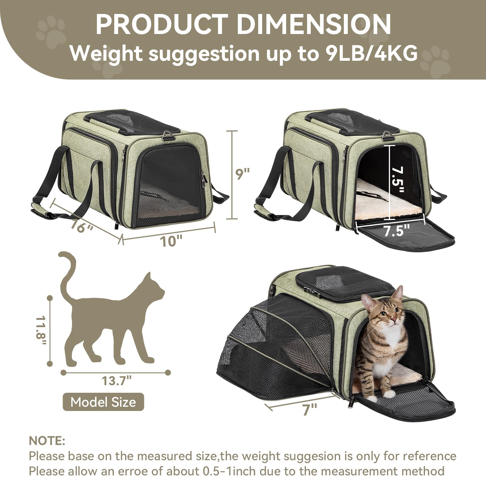 Petsfit transportín para perros pequeños con ventilación doble para aire fresco