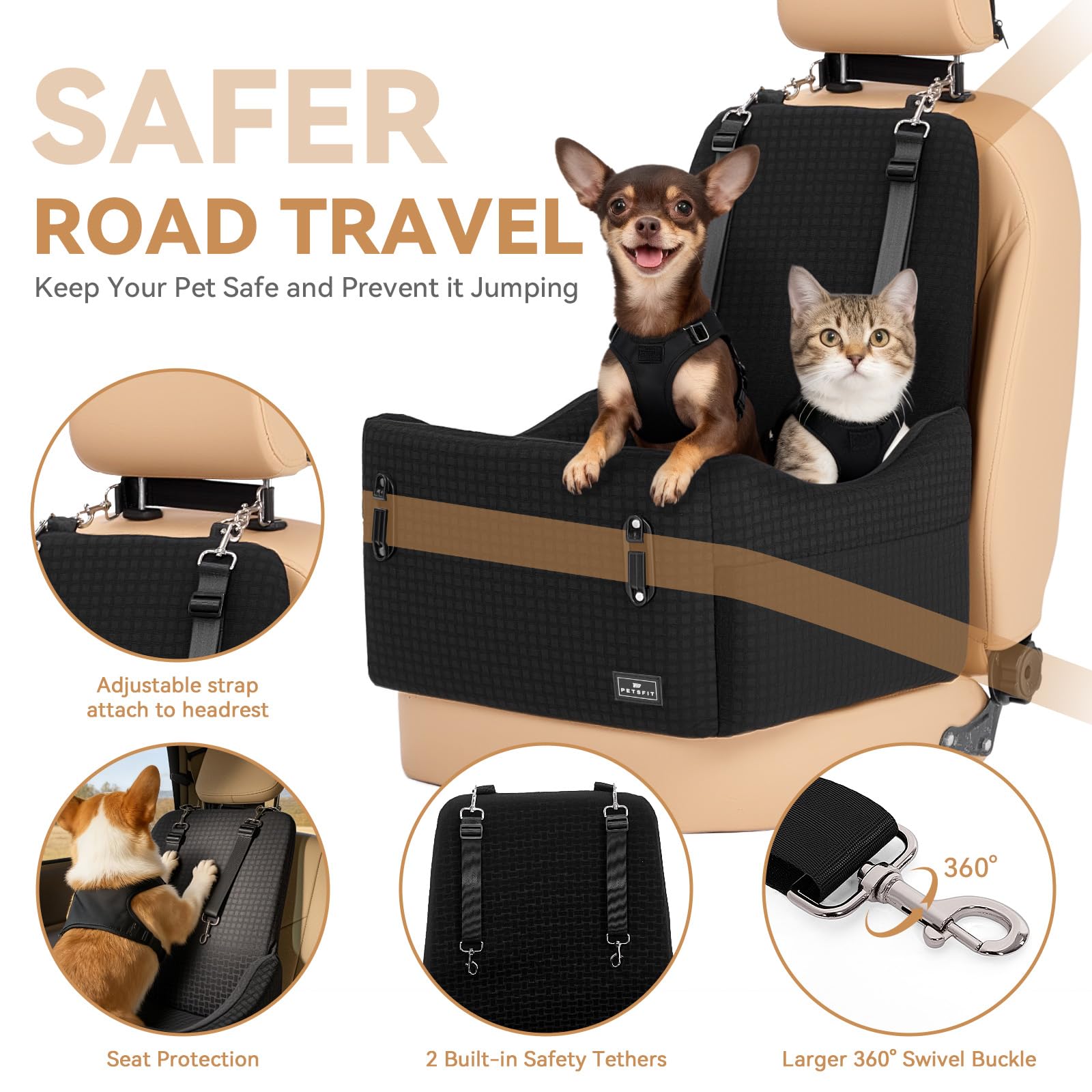 PETSFIT compatibilidad-asientos: diseño adaptable a la mayoría de vehículos.