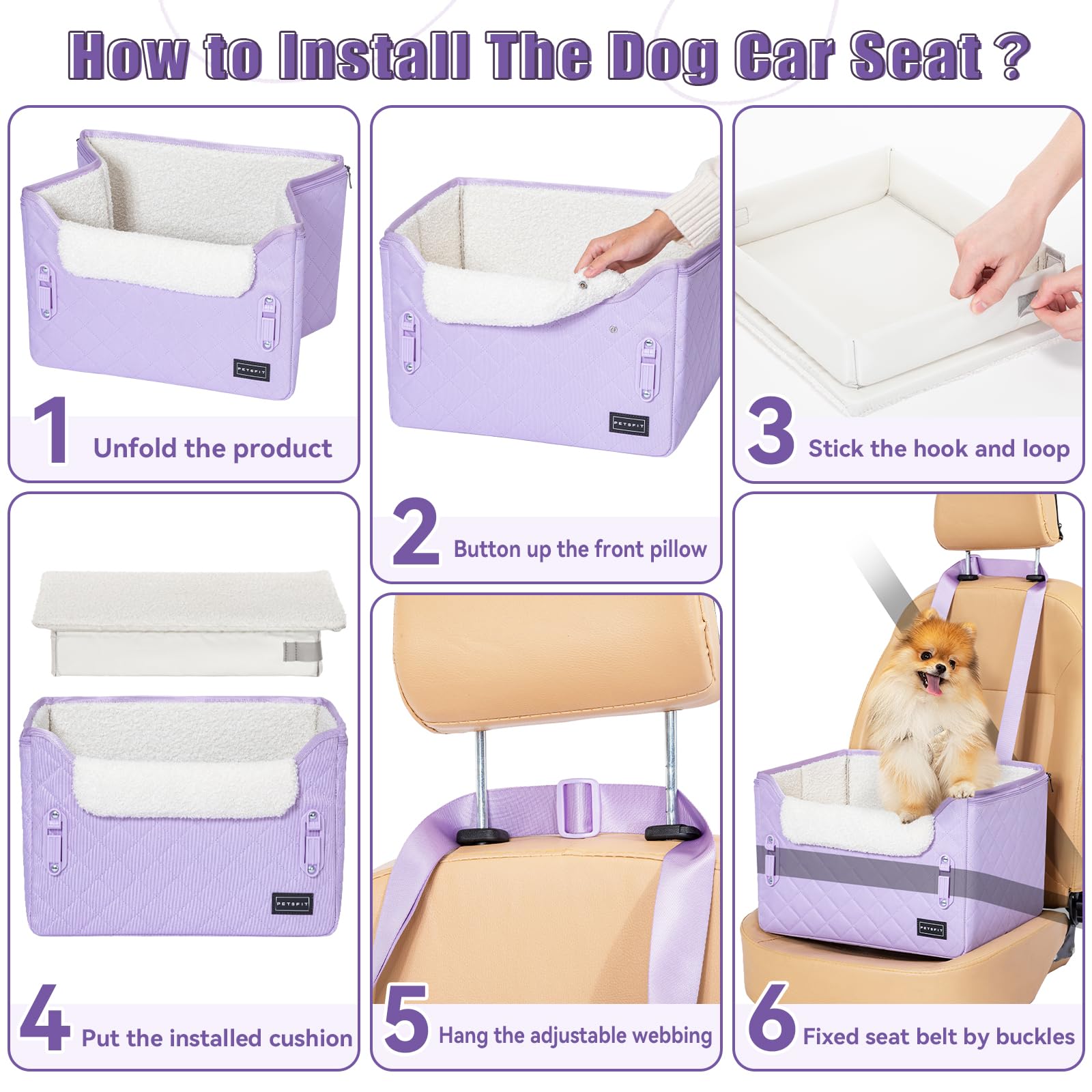 Petsfit correa de seguridad ajustable se engancha al arnés para mayor control.