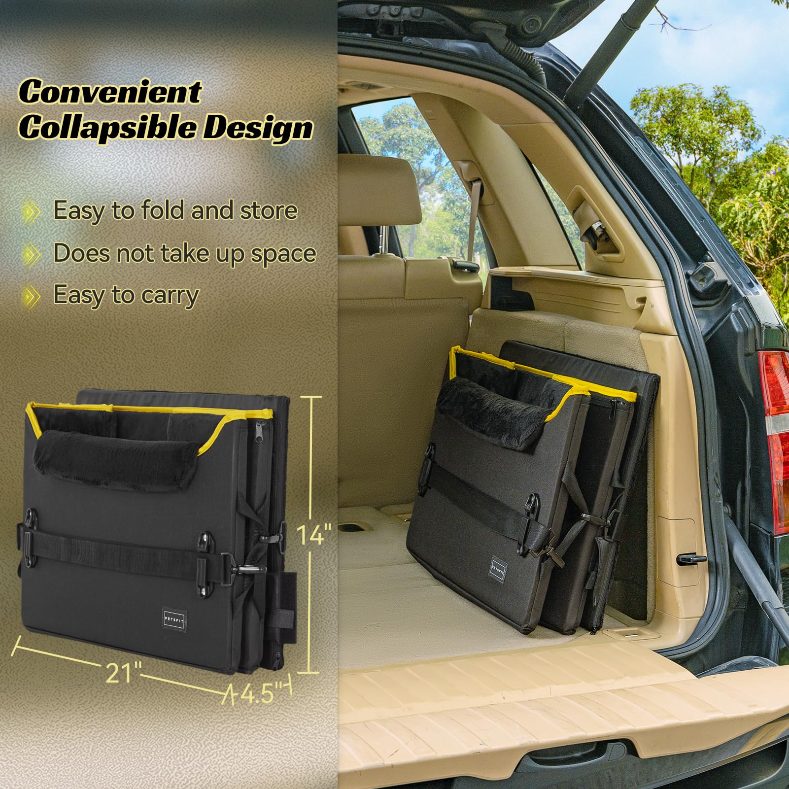 Petsfit diseño plegable para guardar el asiento con facilidad.