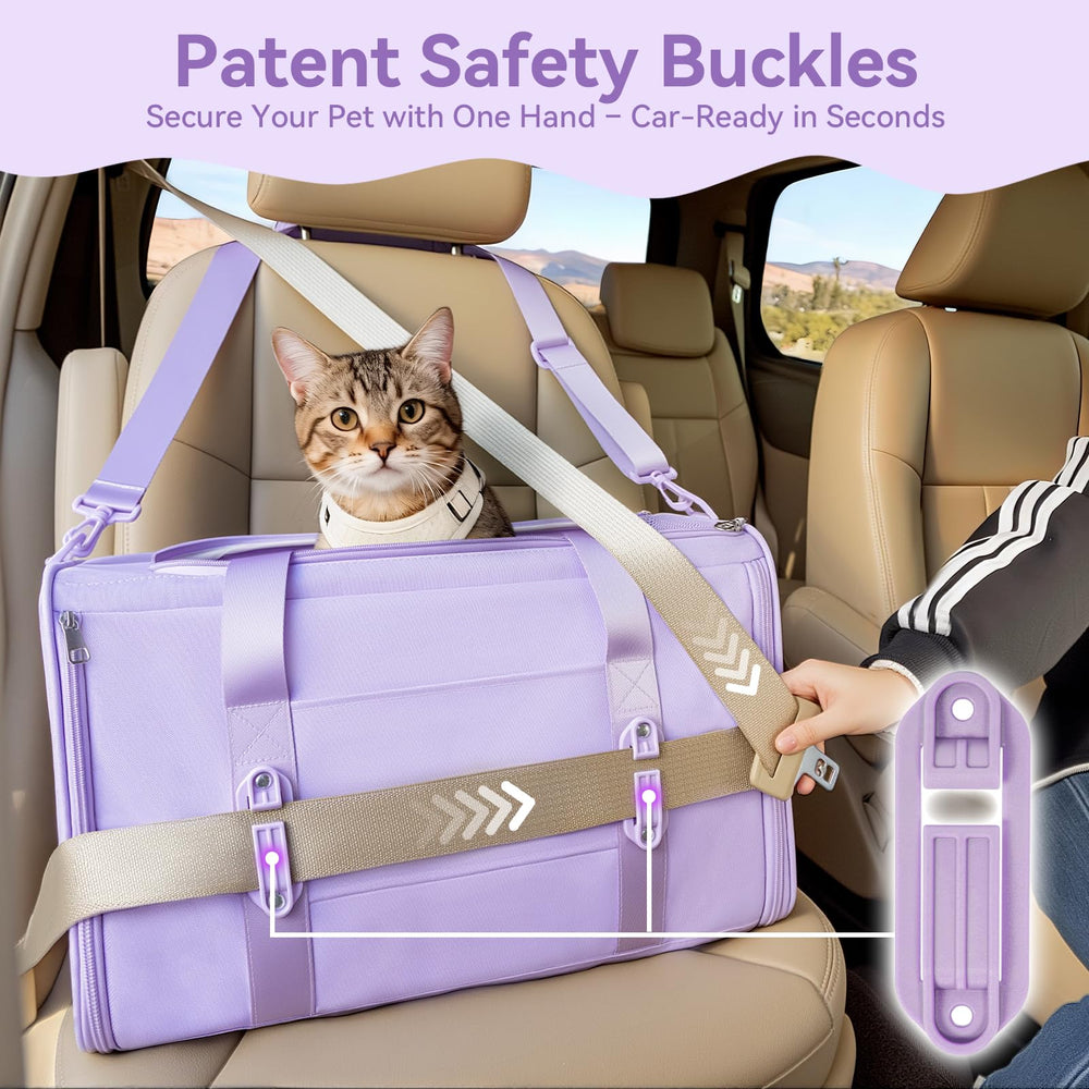 Transportín Petsfit con cremallera doble para evitar aperturas cuando accedes.