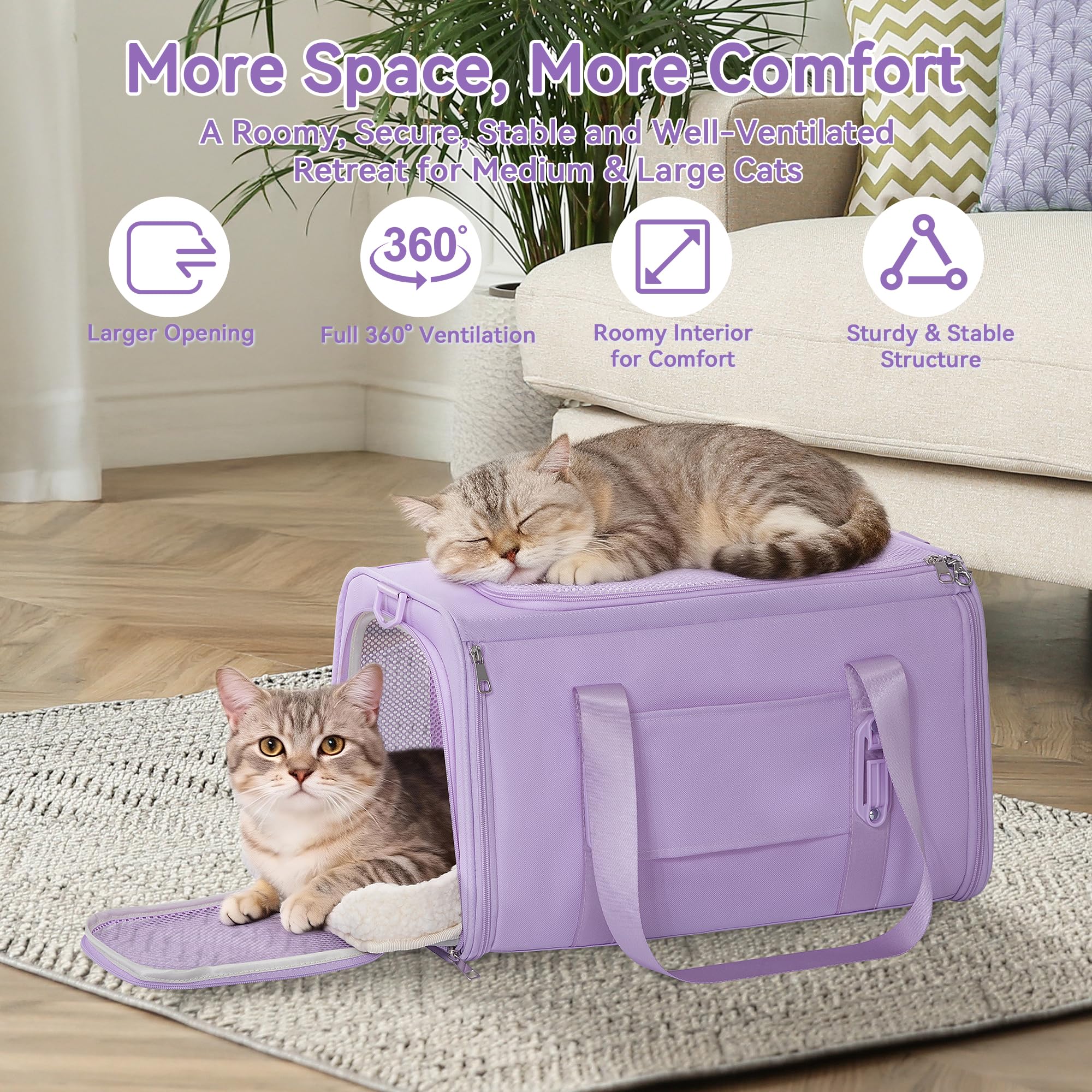 Transportín Petsfit para gatos con interior amplio 19x12x12 para estirarse cómodo.