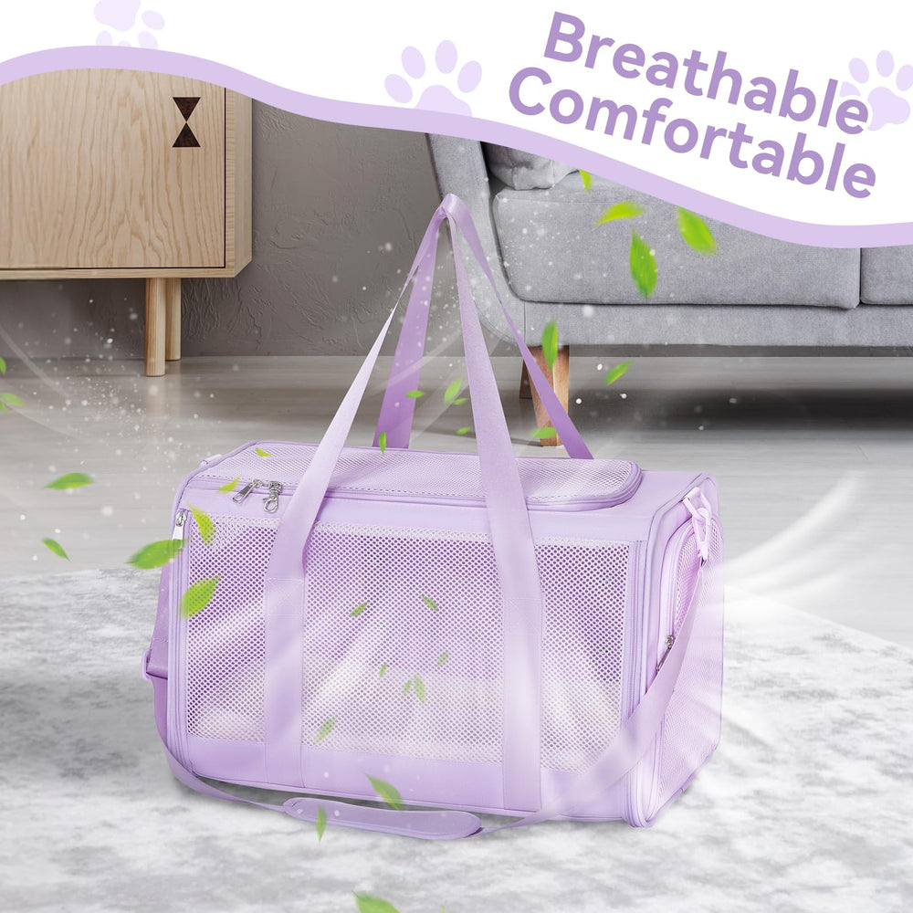 Uso en coche: Petsfit transportín ofrece viaje tranquilo en rutas largas.
