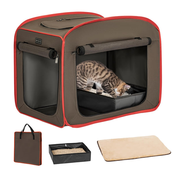 Petsfit jaula portátil para gatos plegable con caja de arena integrada, ideal para viajar.